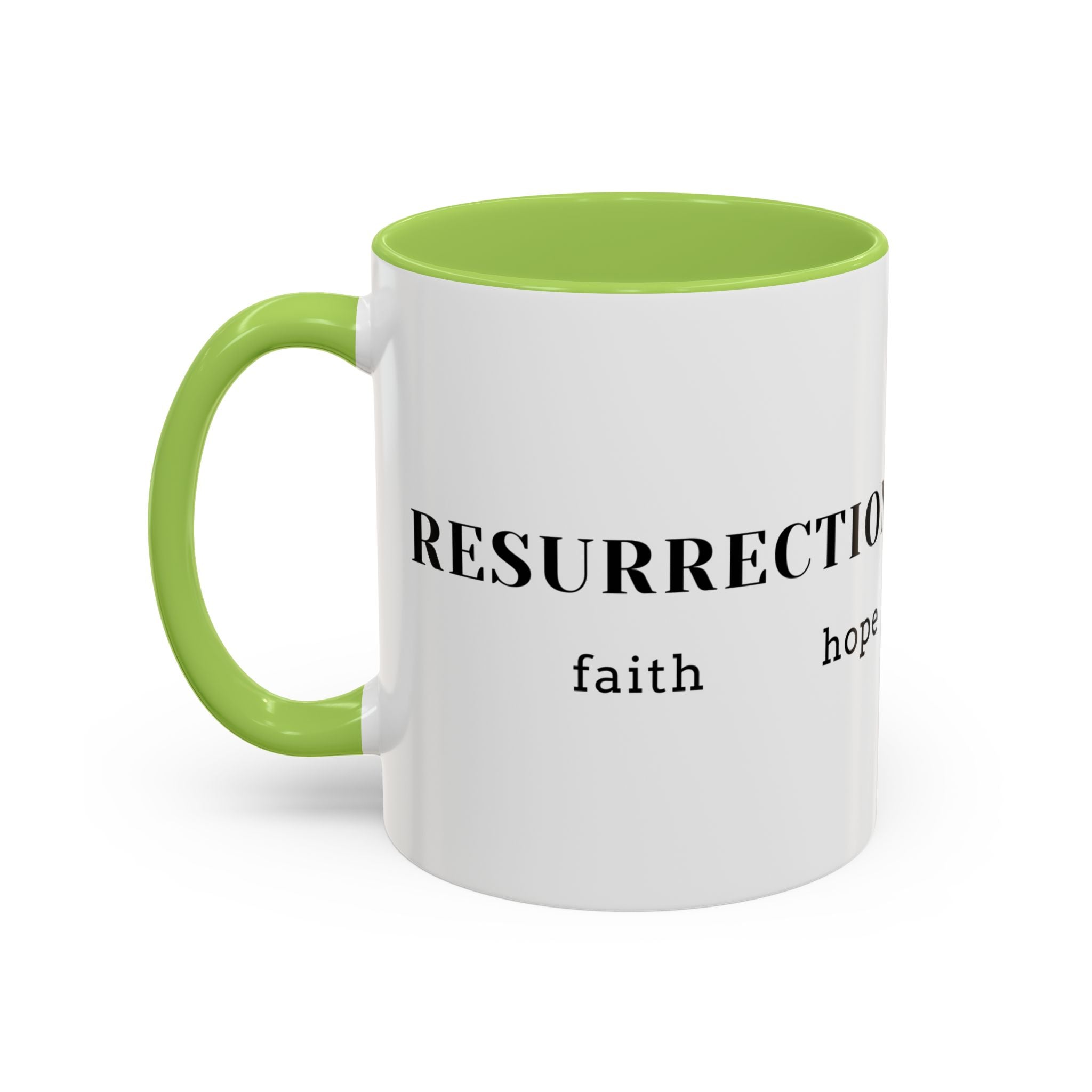 Faith Collection Accent Coffee Mug — Hope, Love, Charity Black-Trim Ceramic Mug