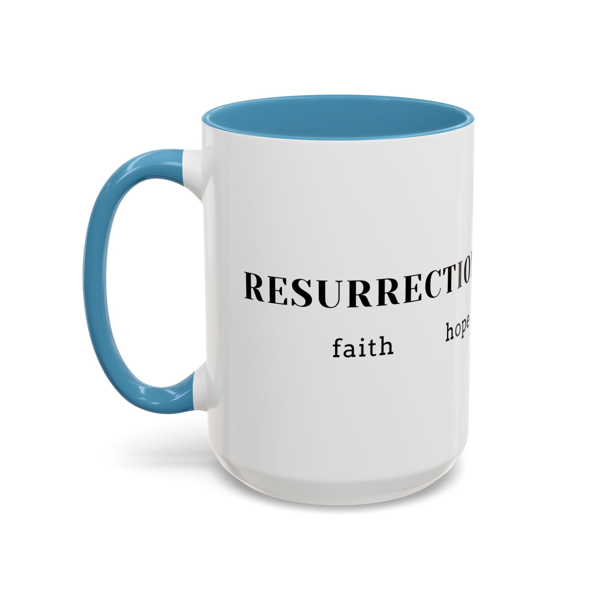 Faith Collection Accent Coffee Mug — Hope, Love, Charity Black-Trim Ceramic Mug