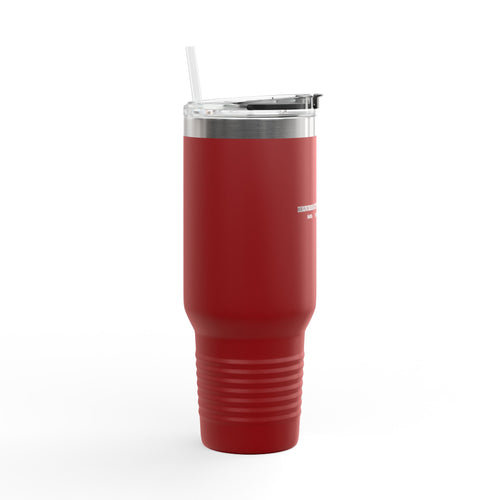 40oz Insulated Travel Mug — Minimalist White Tumbler with Straw & Handle