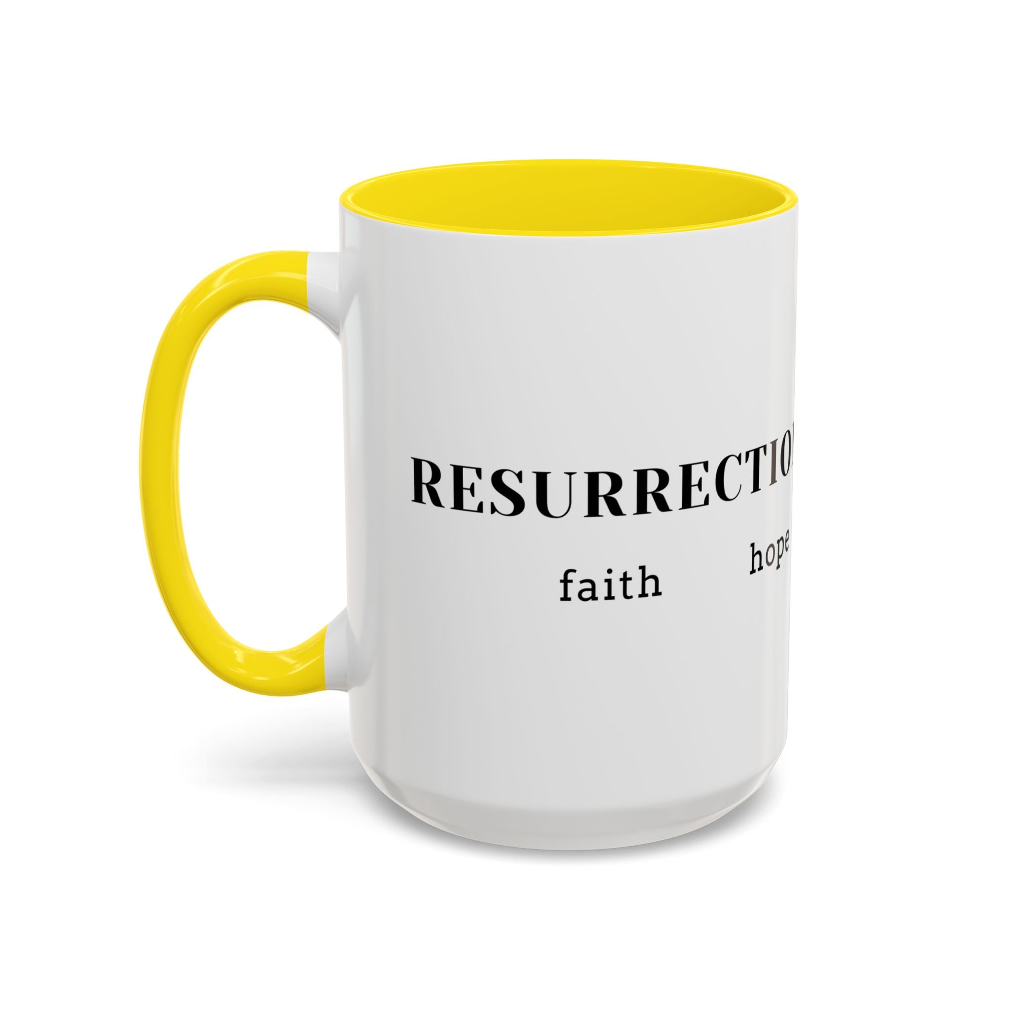 Faith Collection Accent Coffee Mug — Hope, Love, Charity Black-Trim Ceramic Mug