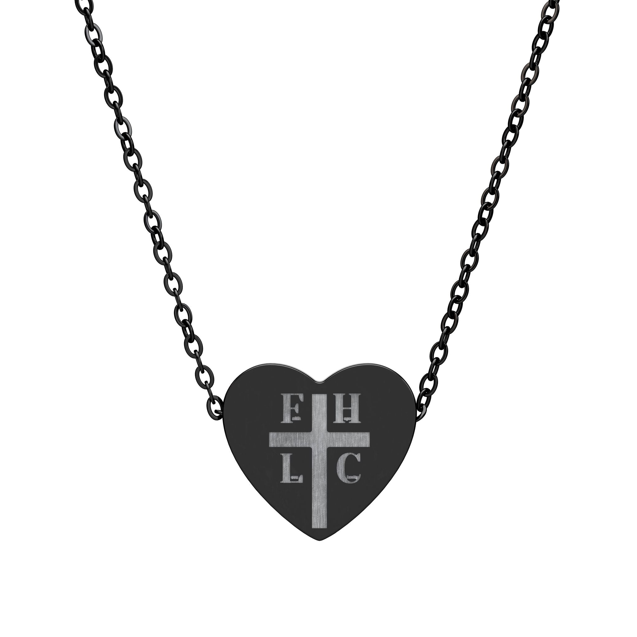 Engraved Heart Necklace — Cross Initials Personalized Religious Pendant