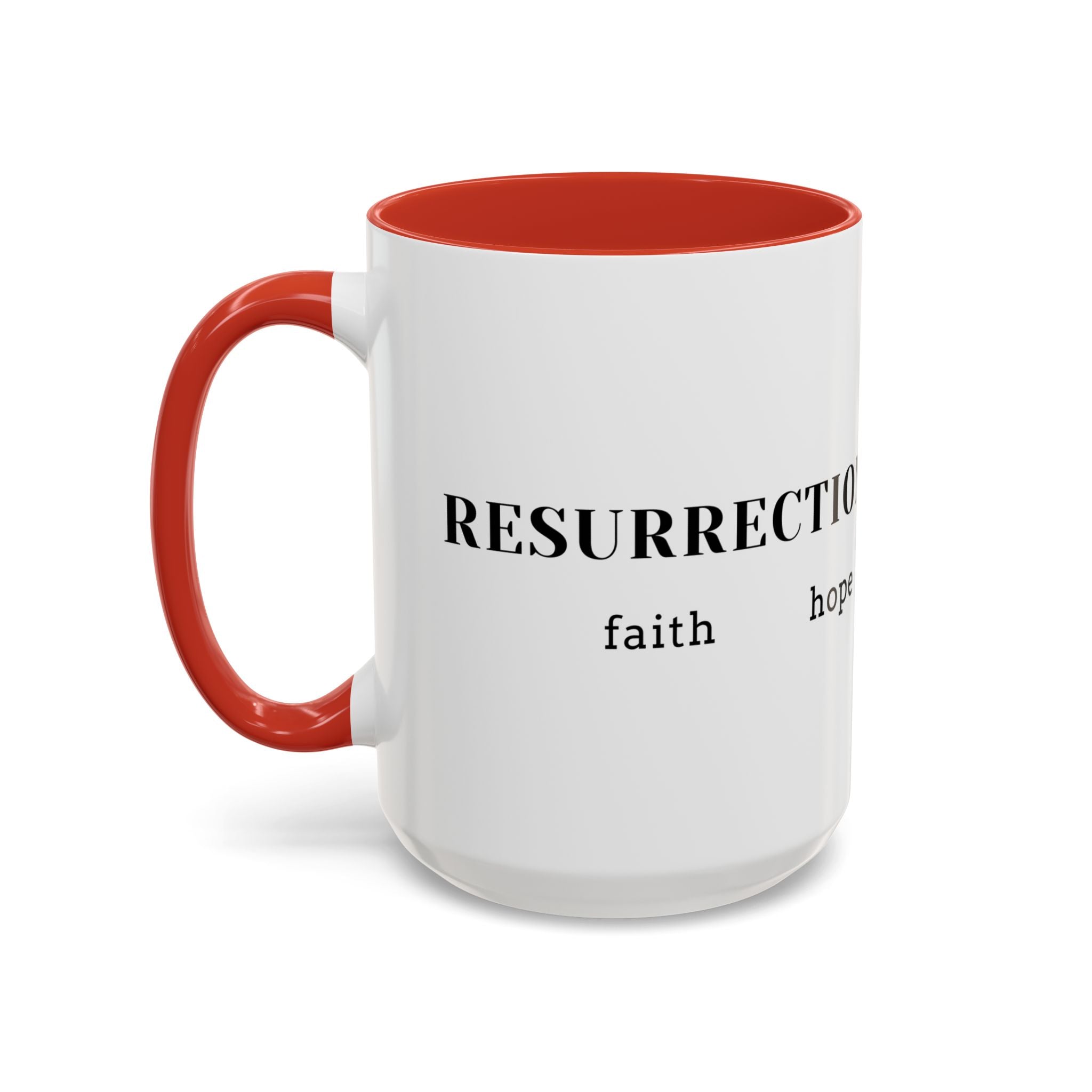 Faith Collection Accent Coffee Mug — Hope, Love, Charity Black-Trim Ceramic Mug