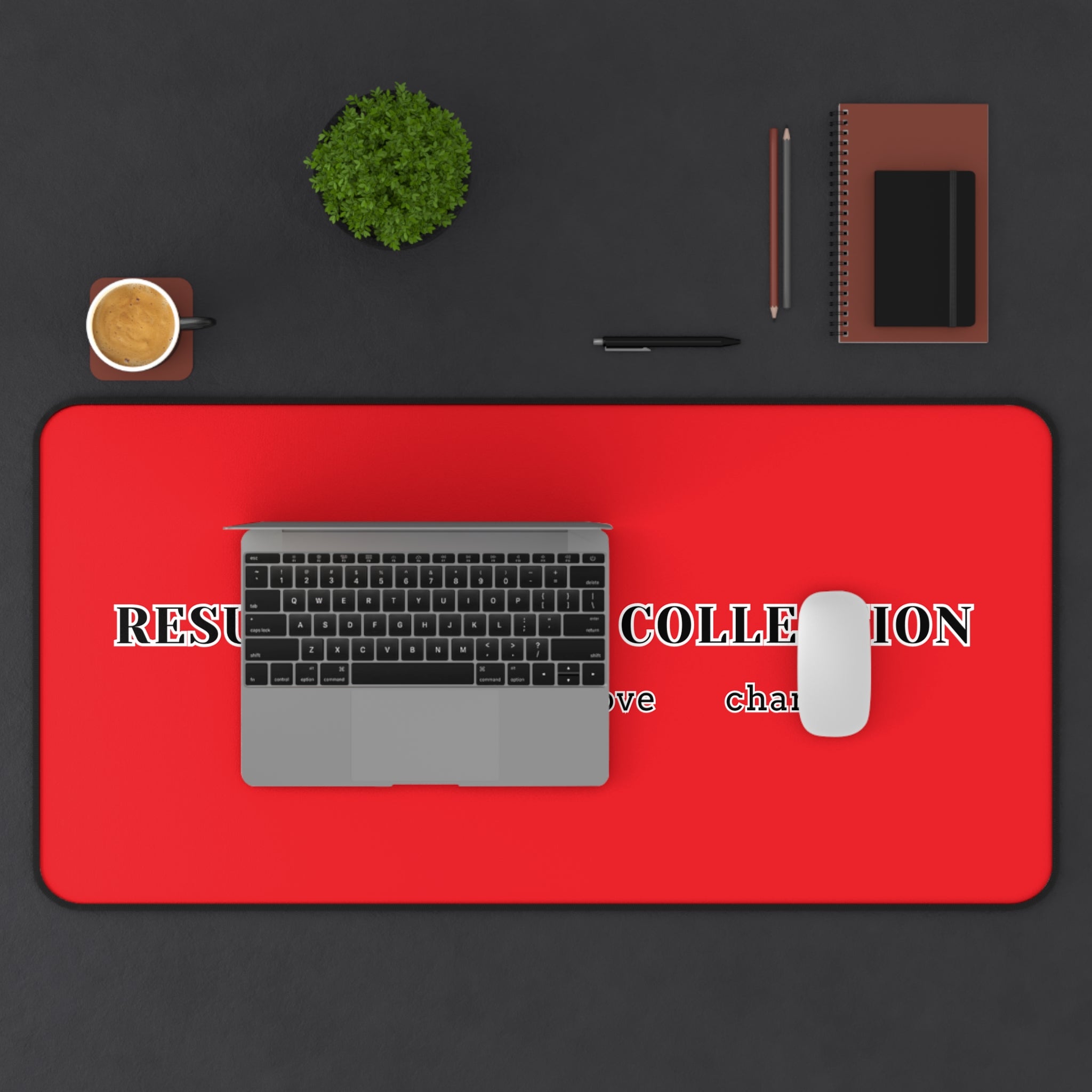 Resurrection Collection Desk Mat — 'Faith Hope Love Charity' Red Office Mouse Pad