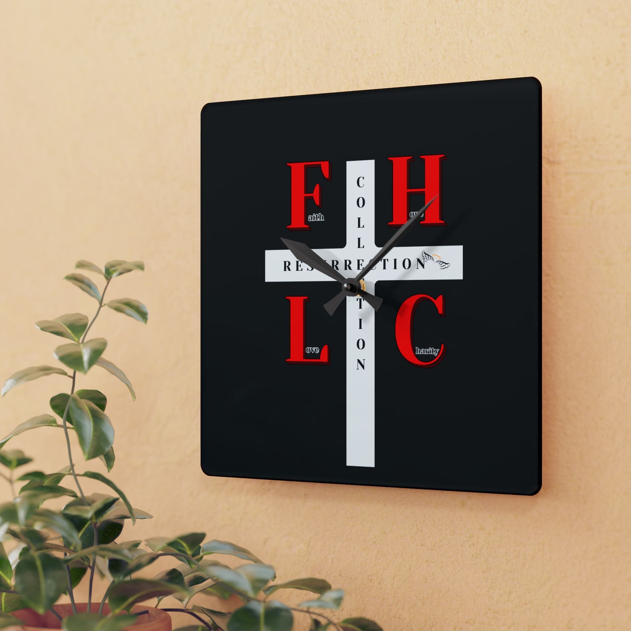 Resurrection Collection Cross Acrylic Wall Clock — Faith-Inspired Home Décor