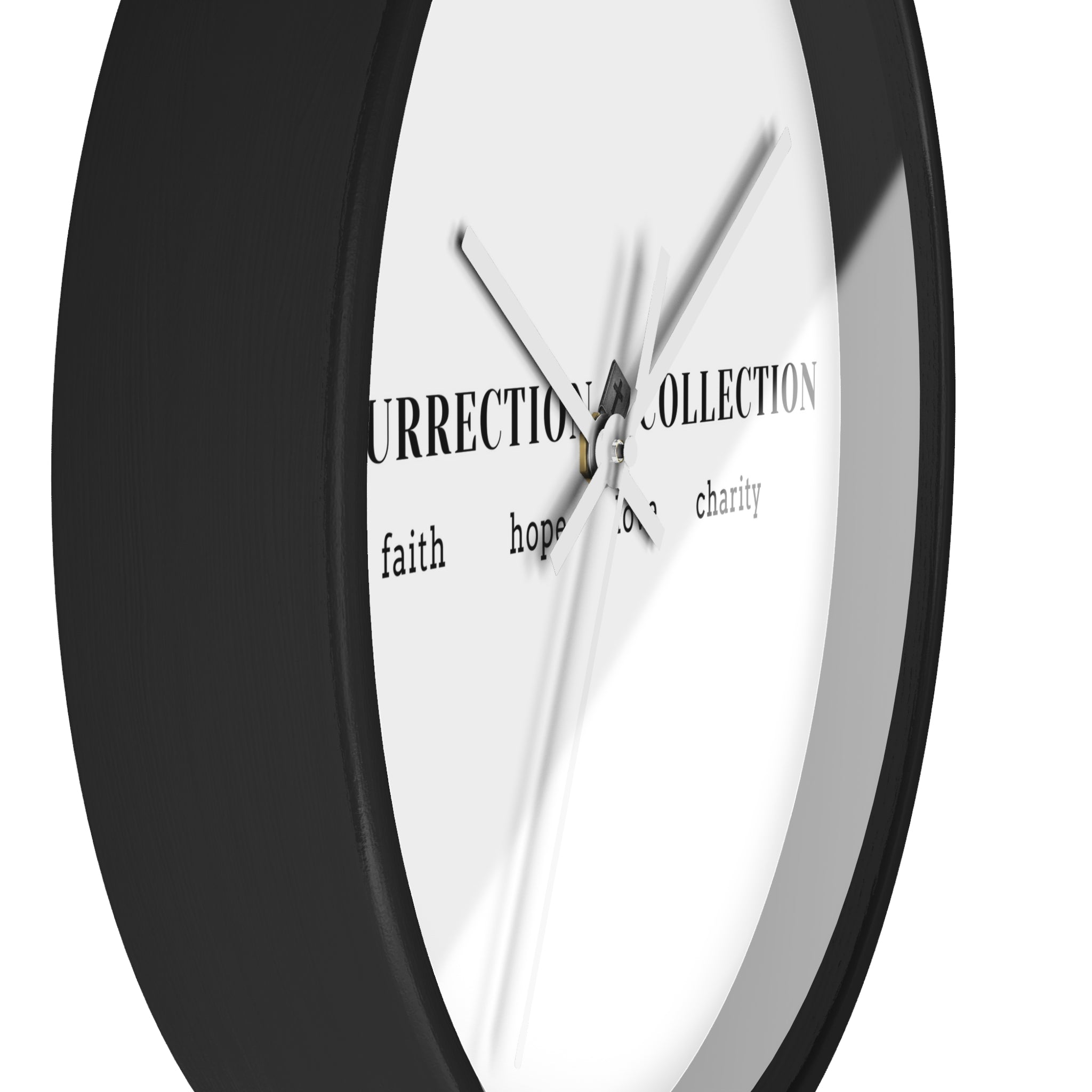 Resurrection Collection Wall Clock — Faith Hope Love Charity Minimalist Decor