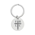 Engraved Cross Stainless Steel Keychain — Faith Hope Love Round Keyring