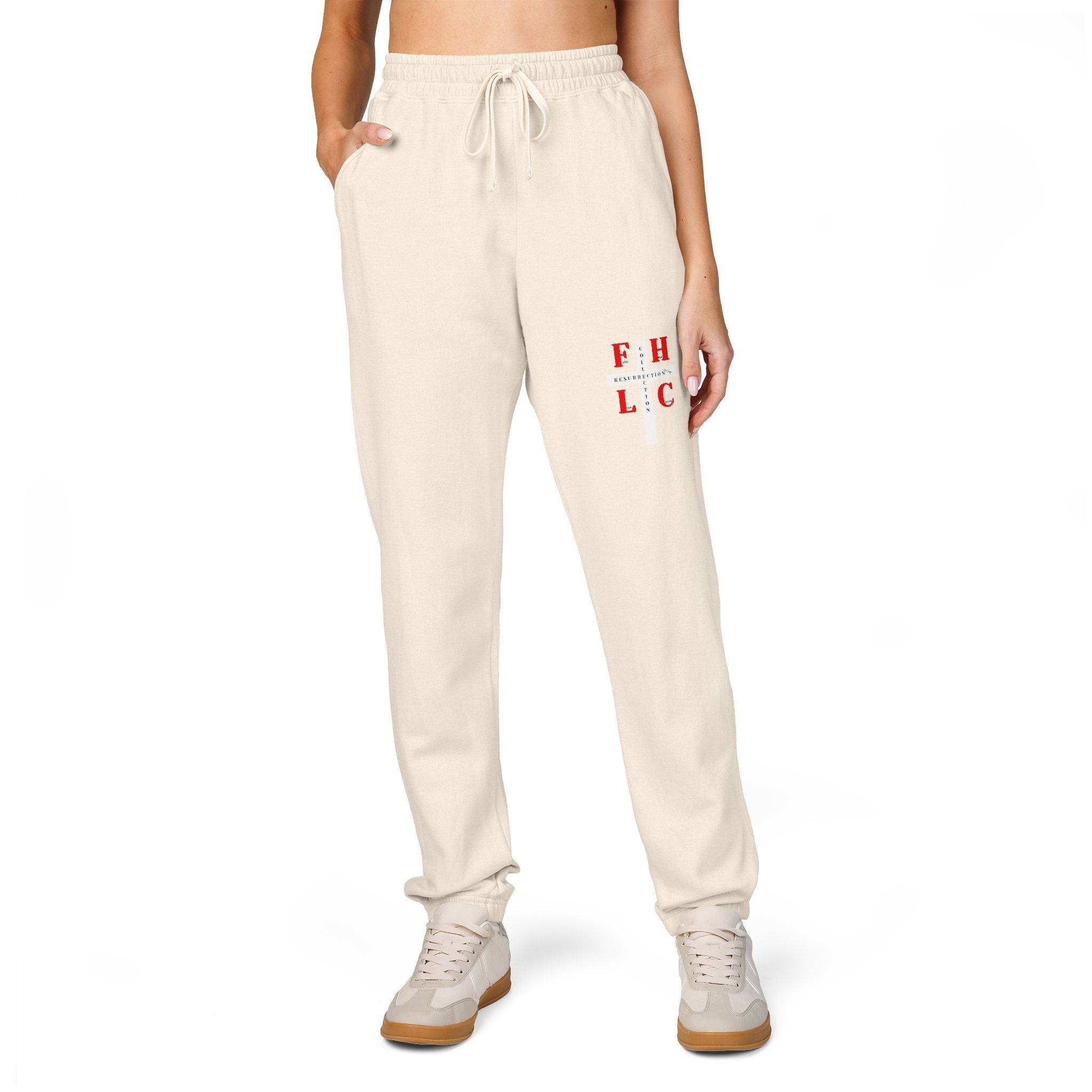 Cross & Roses Sweatpants — Religious Graphic Fleece Joggers
