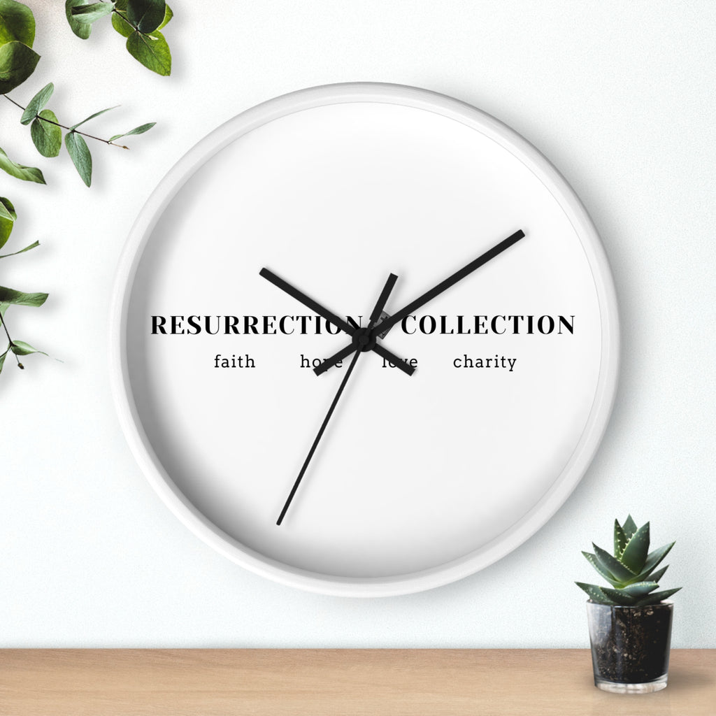 Resurrection Collection Wall Clock — Faith Hope Love Charity Minimalist Decor