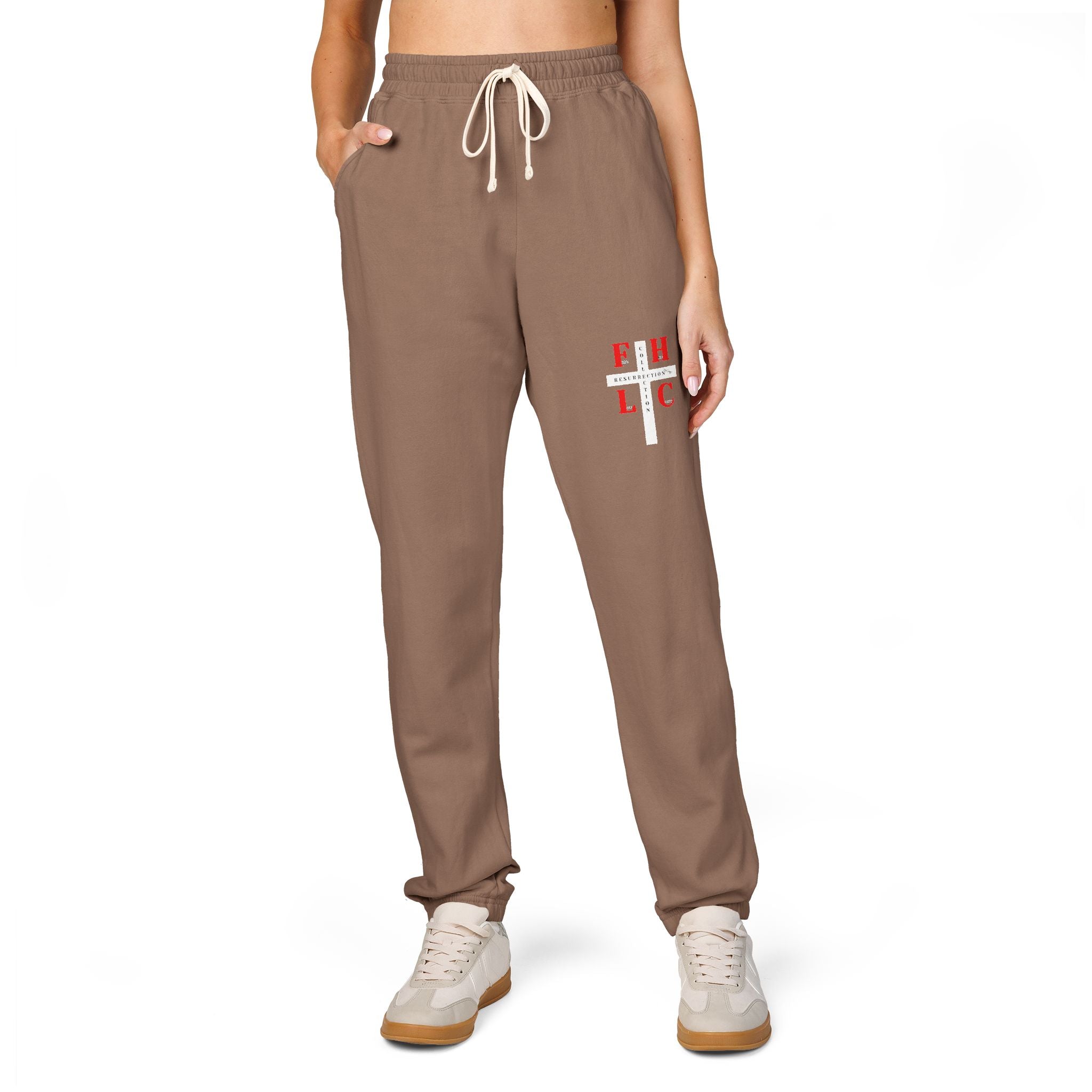 Cross & Roses Sweatpants — Religious Graphic Fleece Joggers