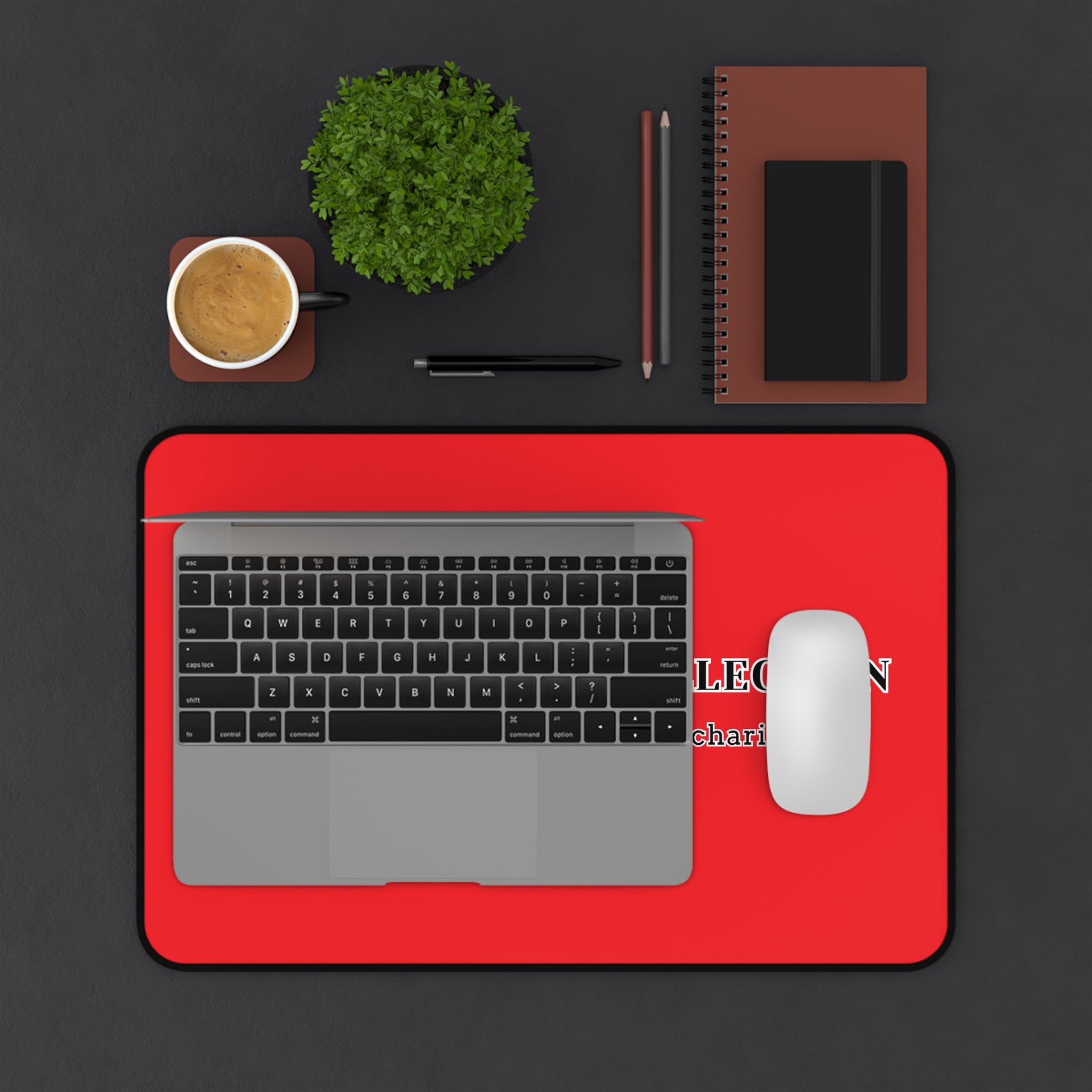 Resurrection Collection Desk Mat — 'Faith Hope Love Charity' Red Office Mouse Pad