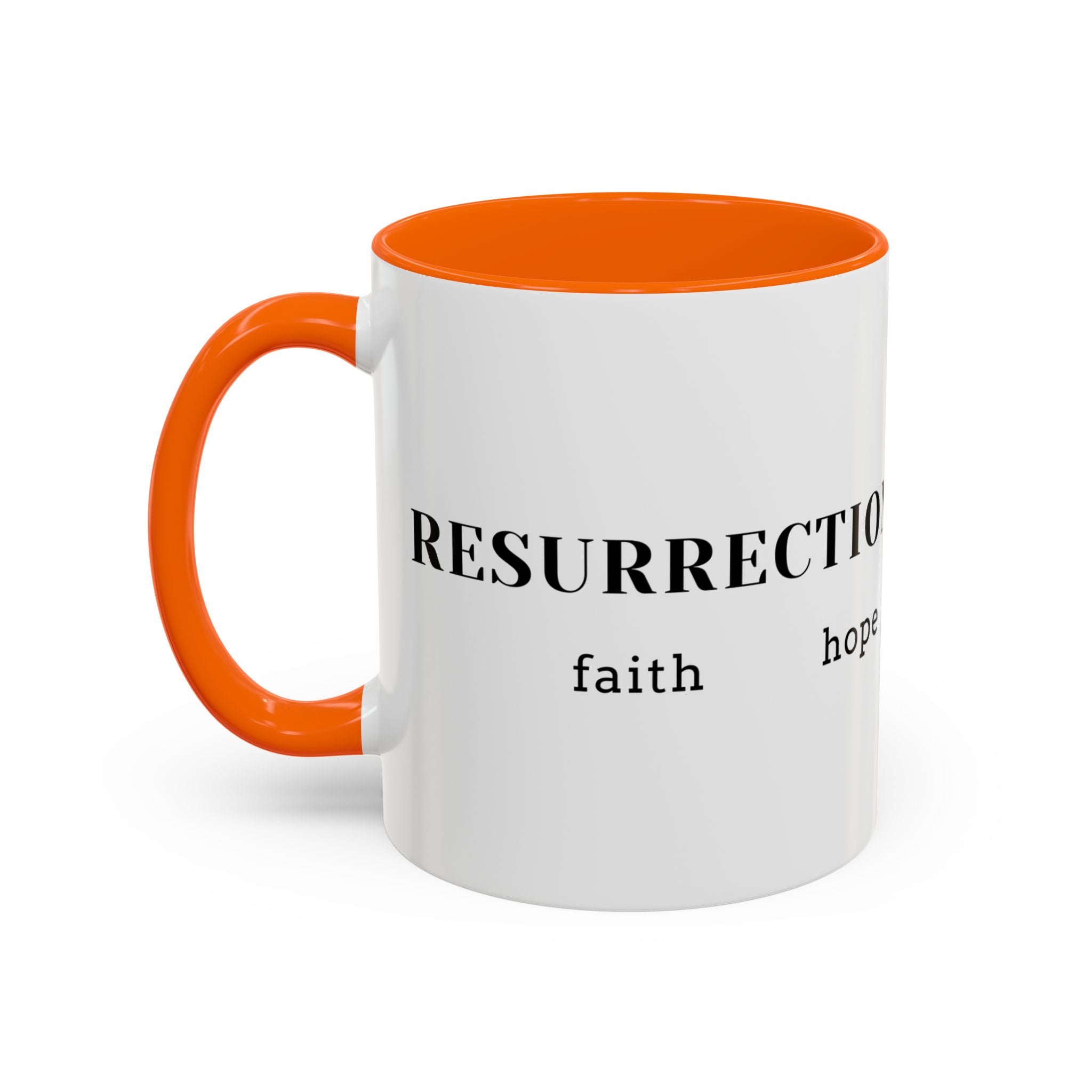 Faith Collection Accent Coffee Mug — Hope, Love, Charity Black-Trim Ceramic Mug