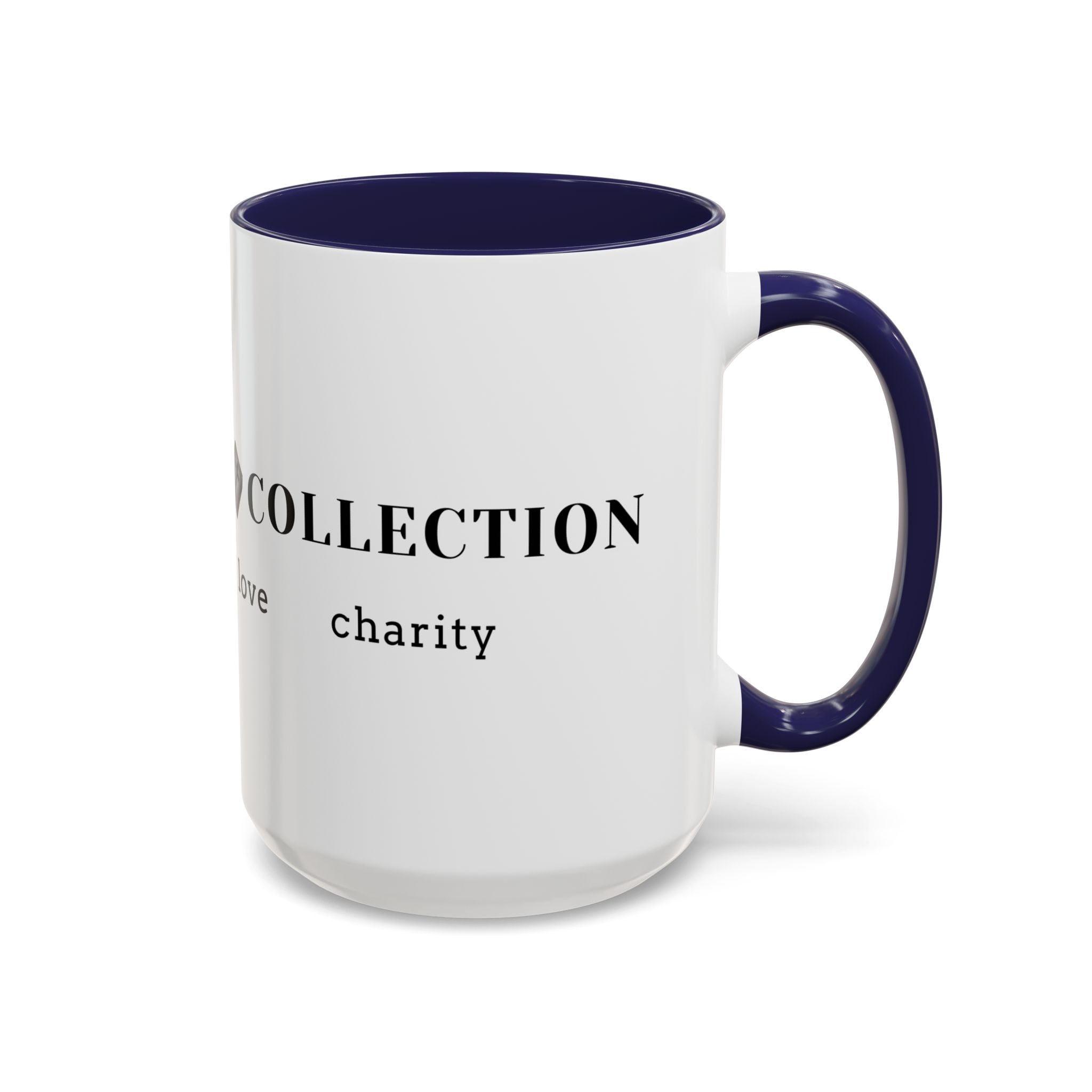 Faith Collection Accent Coffee Mug — Hope, Love, Charity Black-Trim Ceramic Mug