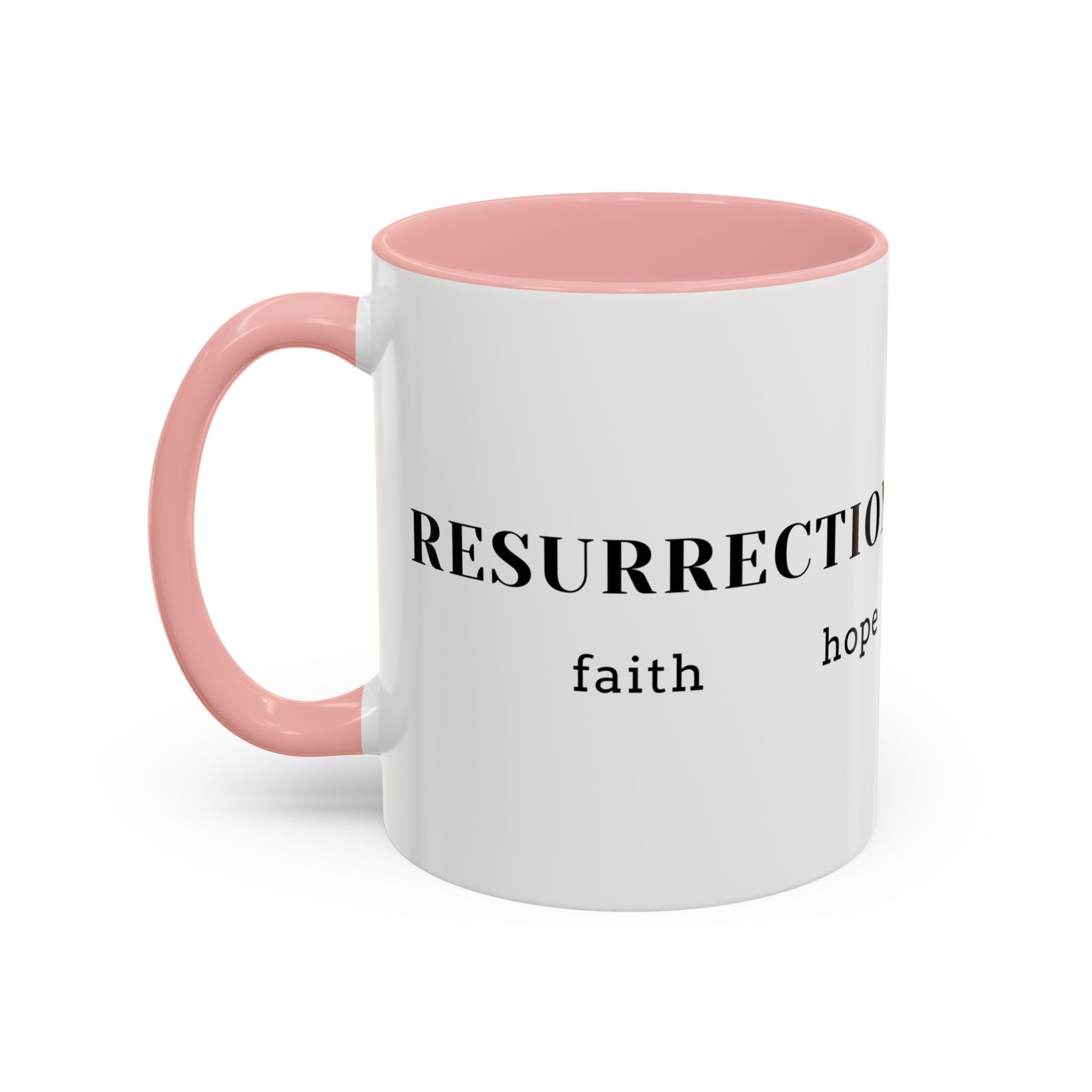 Faith Collection Accent Coffee Mug — Hope, Love, Charity Black-Trim Ceramic Mug
