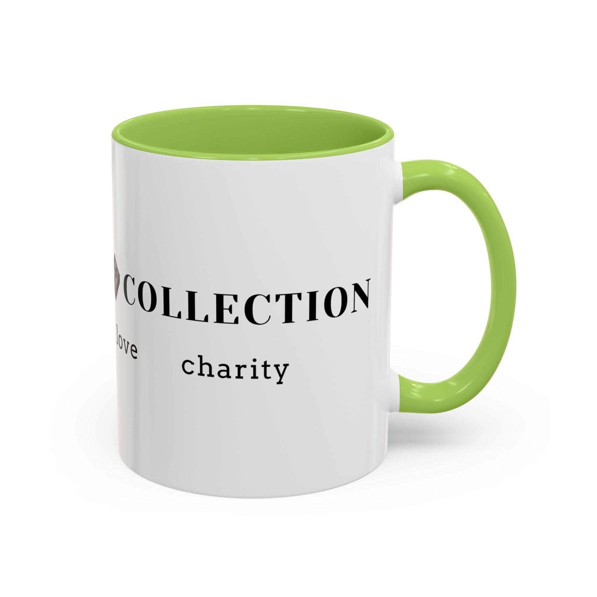 Faith Collection Accent Coffee Mug — Hope, Love, Charity Black-Trim Ceramic Mug