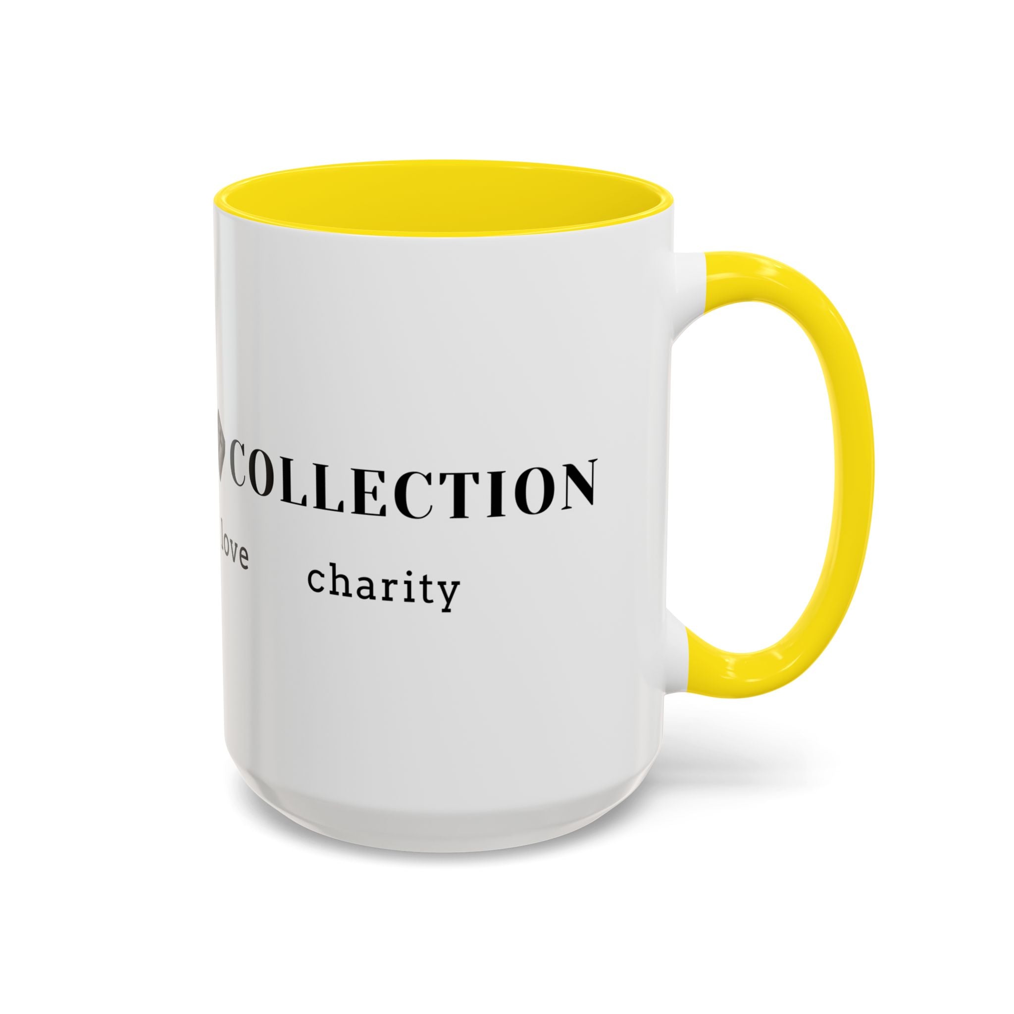 Faith Collection Accent Coffee Mug — Hope, Love, Charity Black-Trim Ceramic Mug