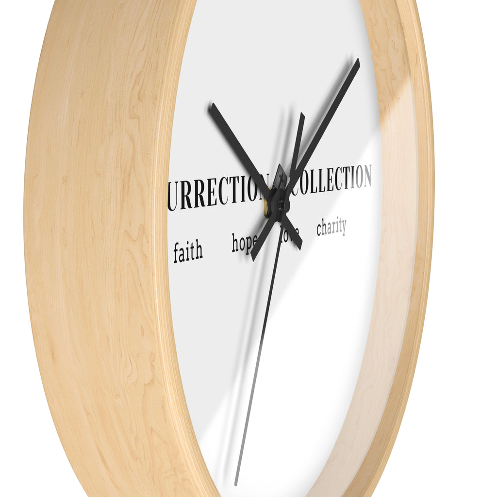 Resurrection Collection Wall Clock — Faith Hope Love Charity Minimalist Decor