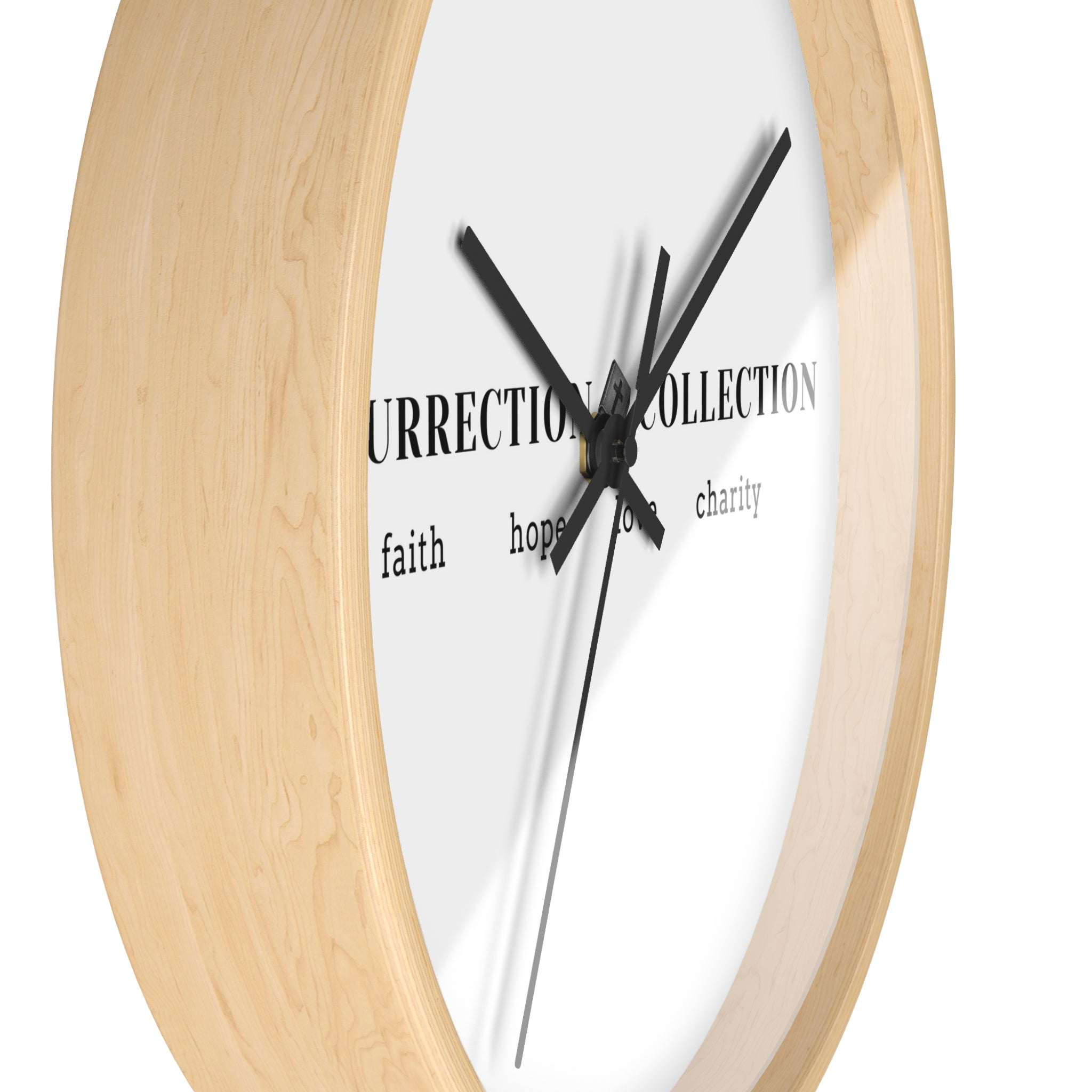 Resurrection Collection Wall Clock — Faith Hope Love Charity Minimalist Decor