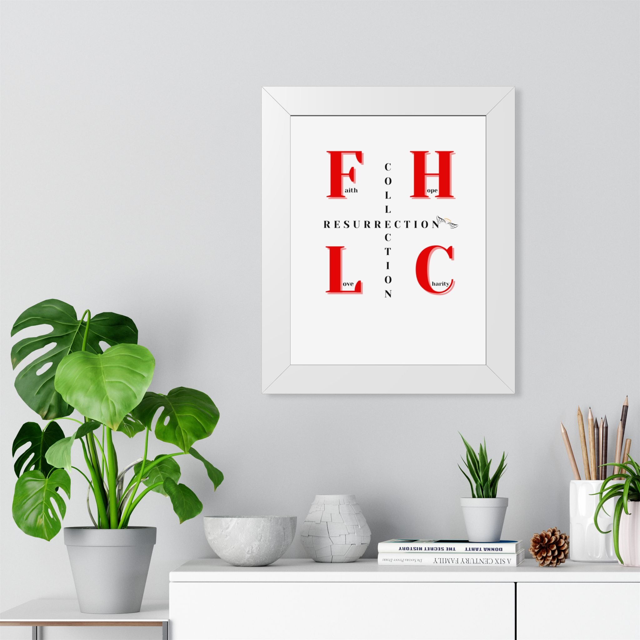 Resurrection Collection Framed Poster — Faith Hope Love Charity Vertical Art