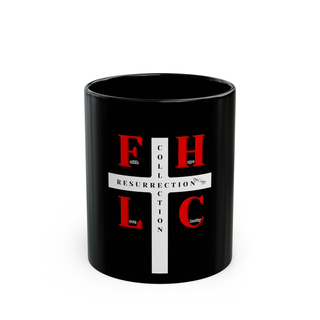 Resurrection Collection Cross Black Mug – Faith-Inspired Coffee Cup (11oz/15oz)