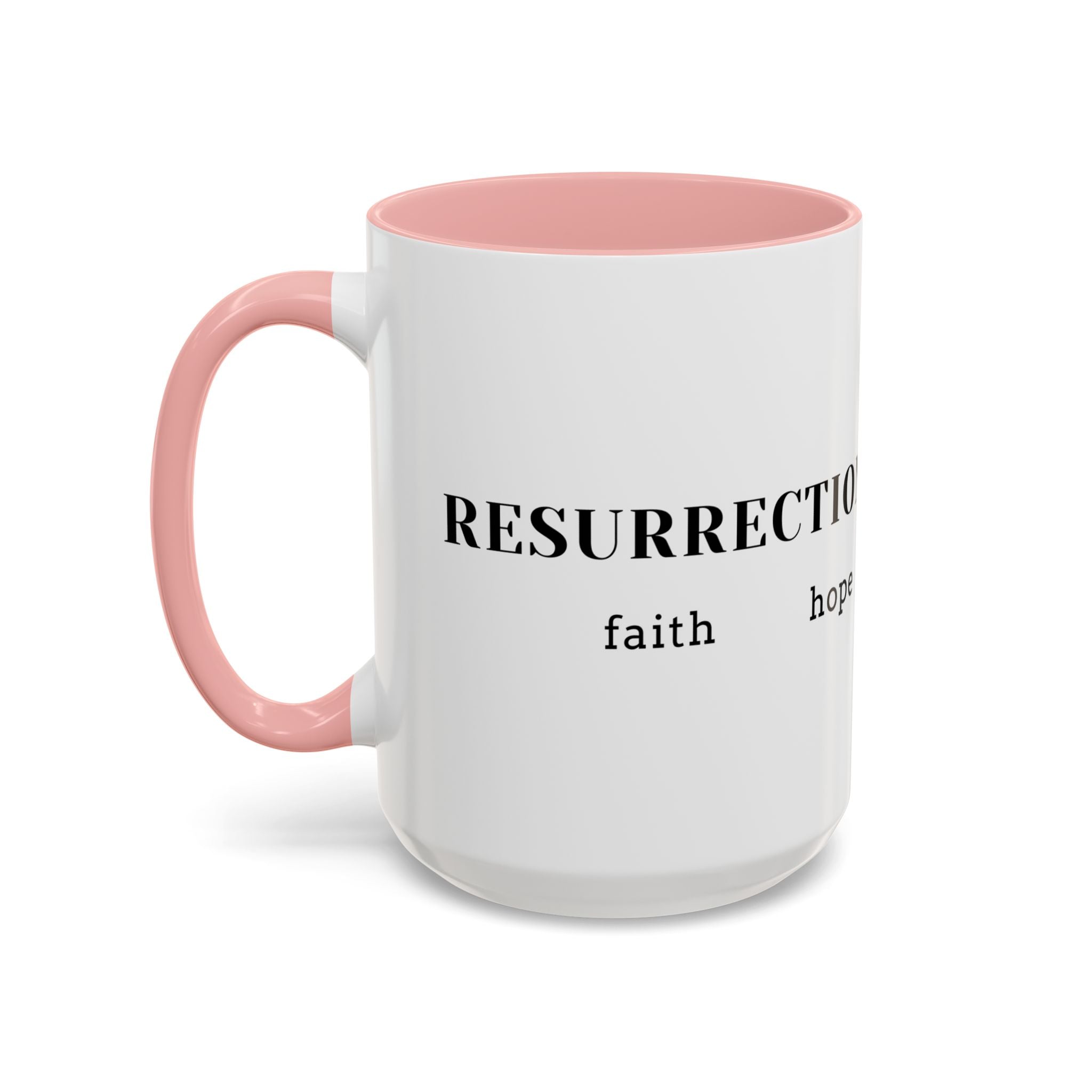 Faith Collection Accent Coffee Mug — Hope, Love, Charity Black-Trim Ceramic Mug