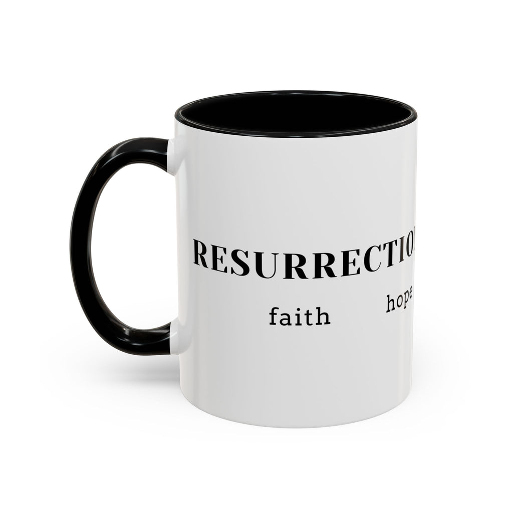 Faith Collection Accent Coffee Mug — Hope, Love, Charity Black-Trim Ceramic Mug