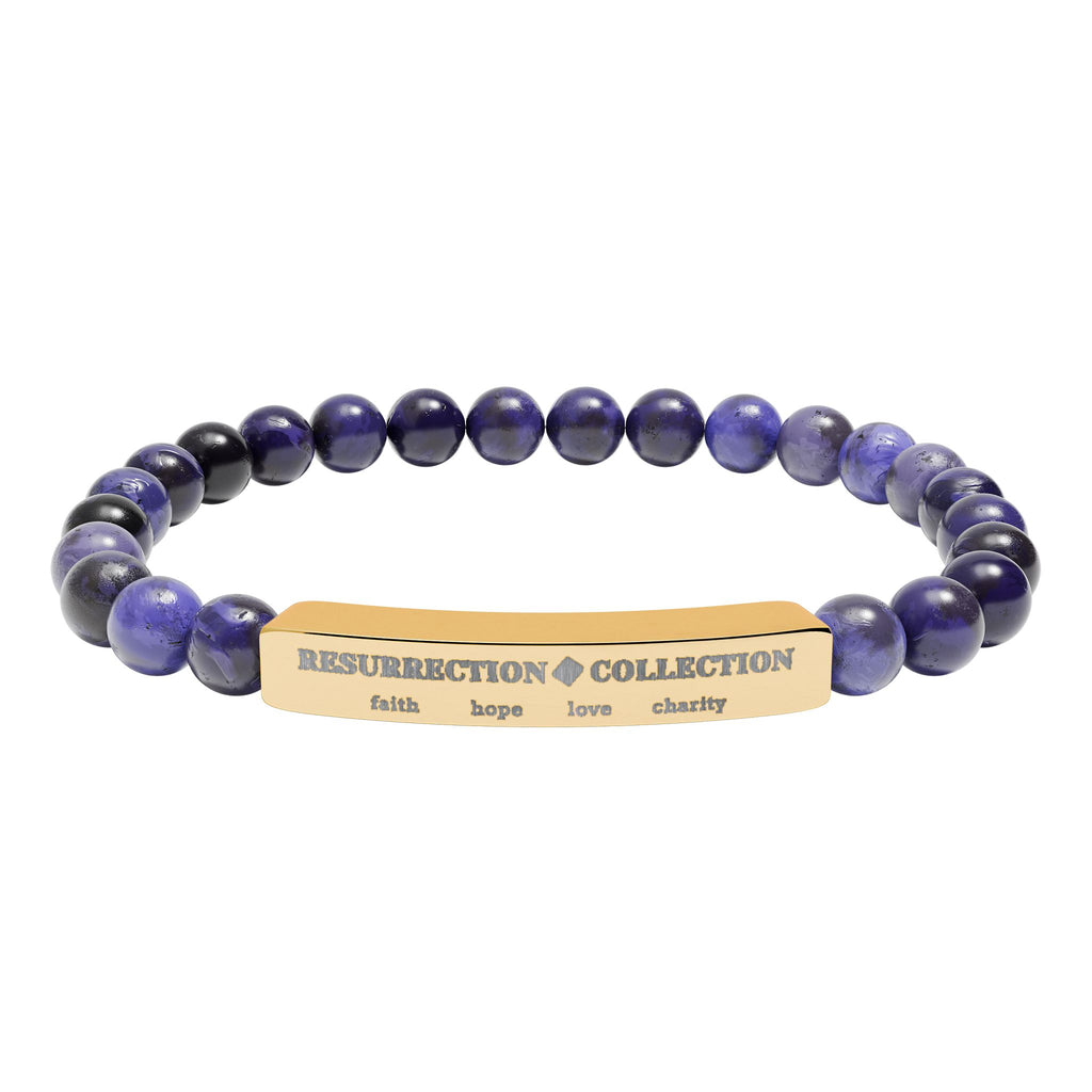Natural Stone Stretch Bar Bracelet (Engraving)