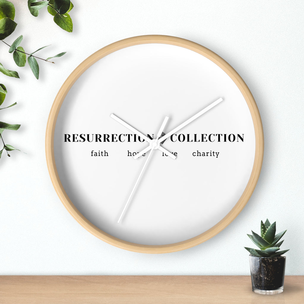 Resurrection Collection Wall Clock — Faith Hope Love Charity Minimalist Decor