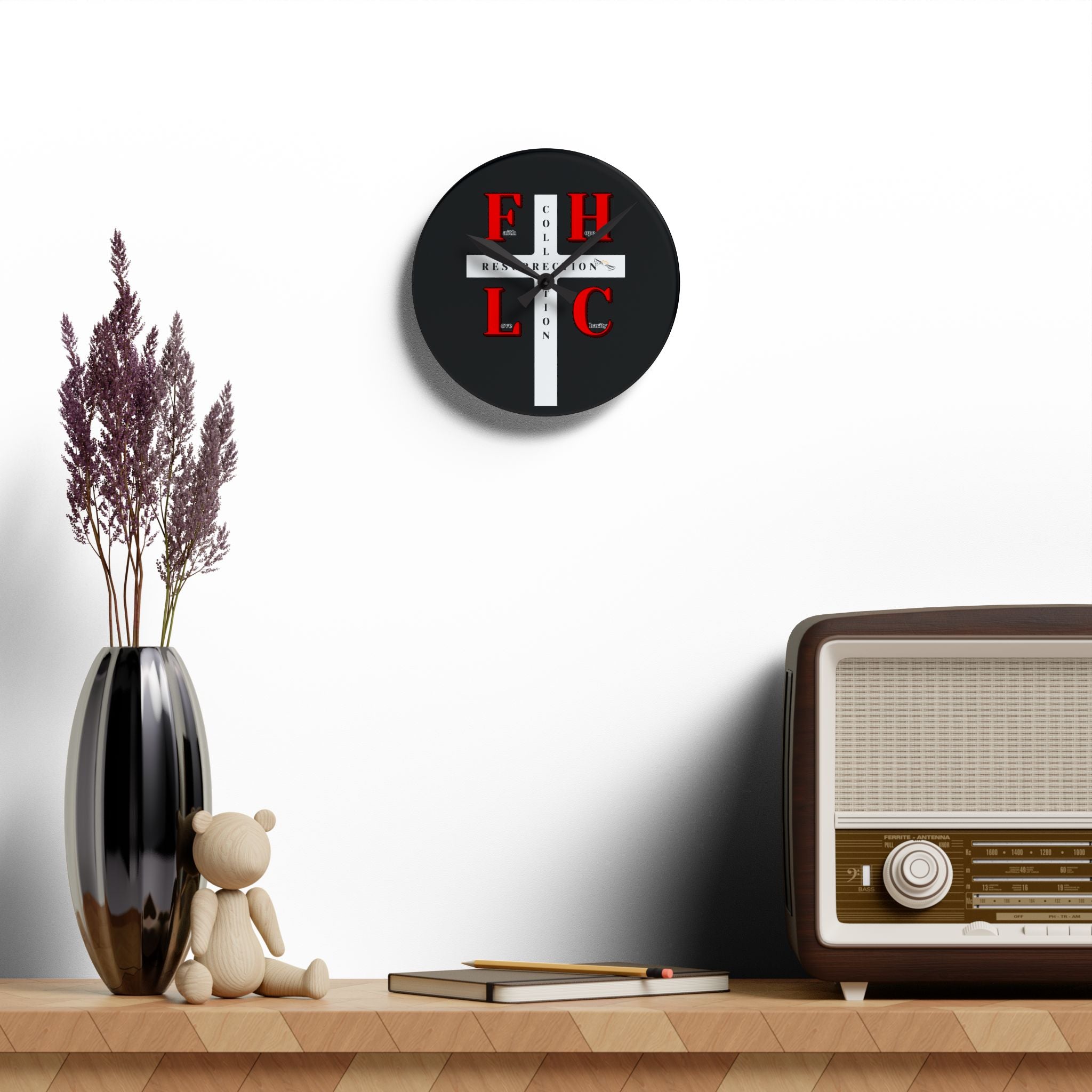 Resurrection Collection Cross Acrylic Wall Clock — Faith-Inspired Home Décor