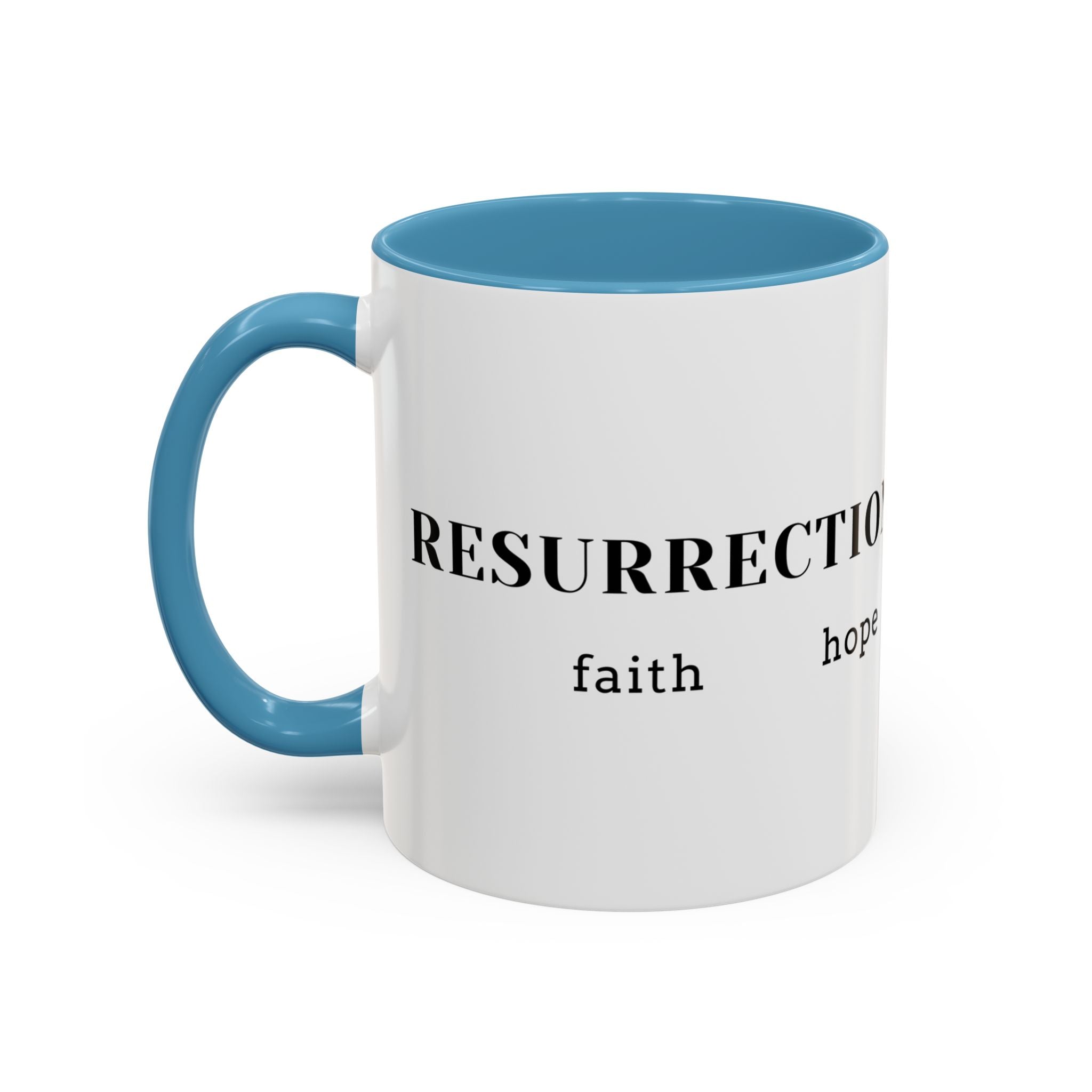 Faith Collection Accent Coffee Mug — Hope, Love, Charity Black-Trim Ceramic Mug
