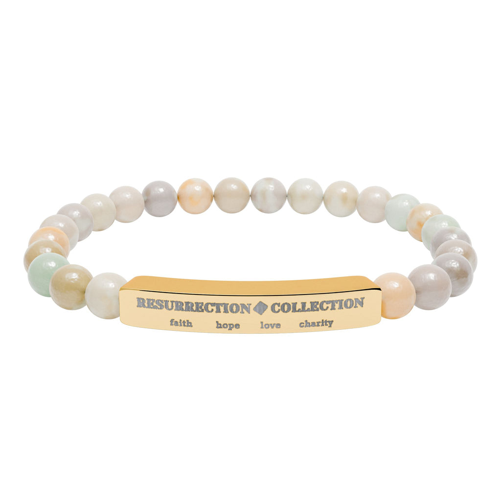Natural Stone Stretch Bar Bracelet (Engraving)