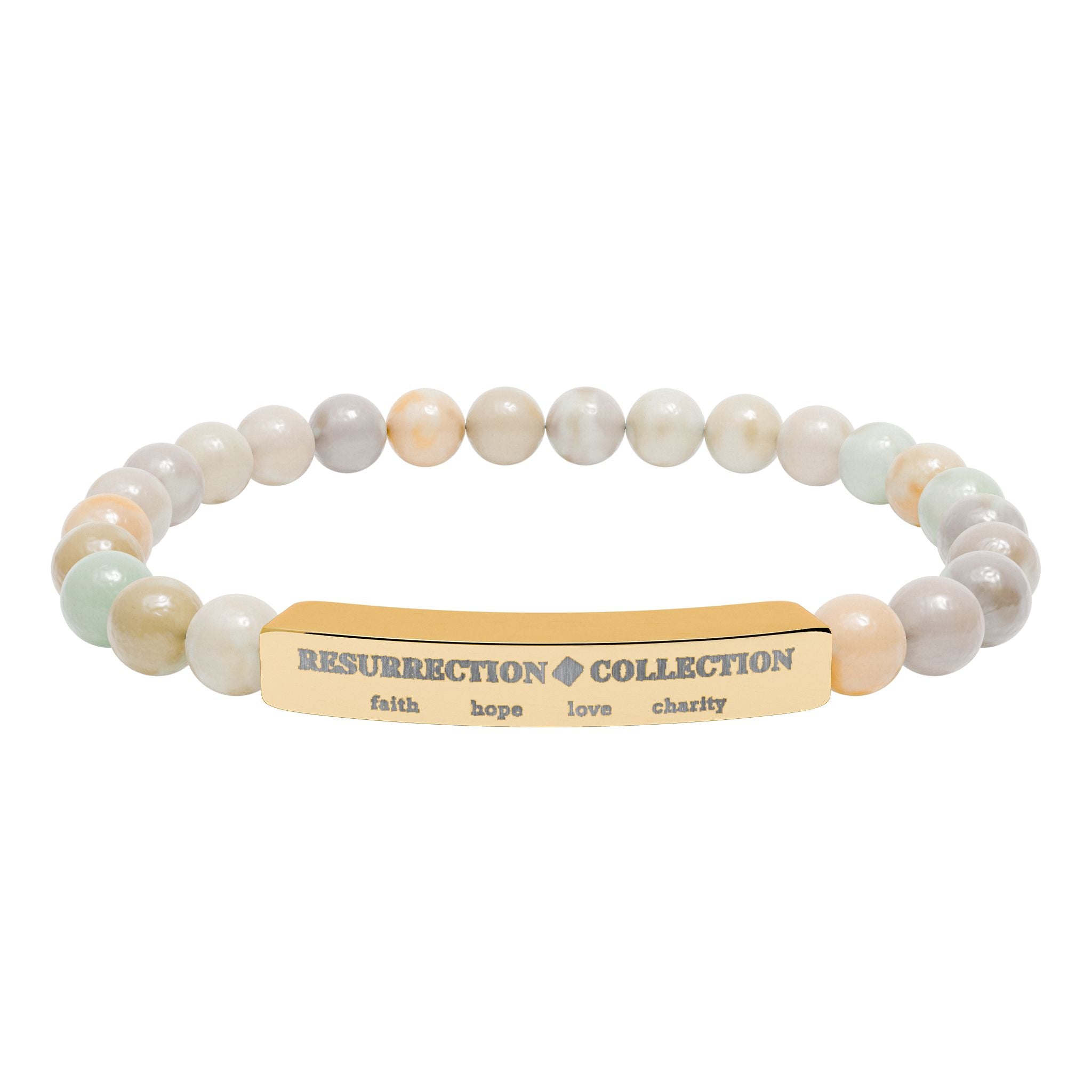 Natural Stone Stretch Bar Bracelet (Engraving)