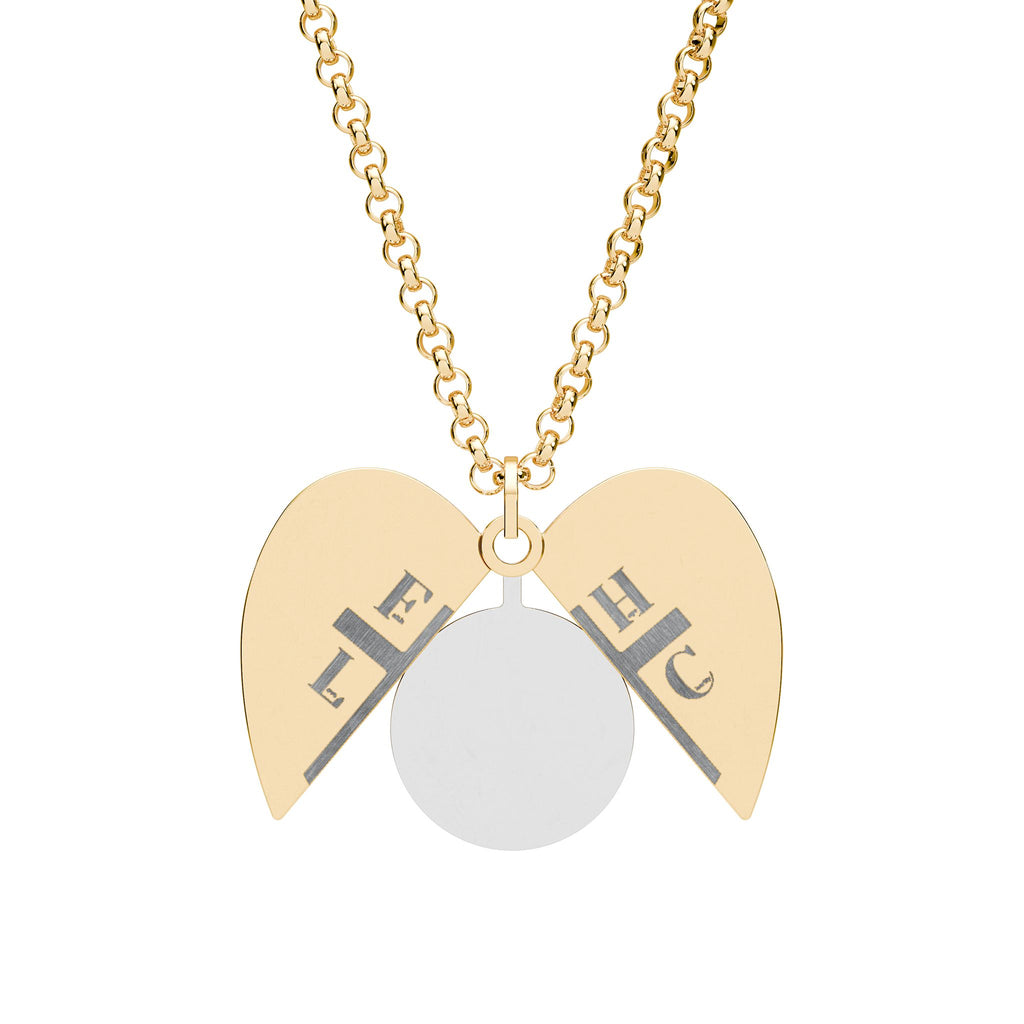 Hidden Message Engraved Heart Necklace — Secret Split Locket with Cross & Initials