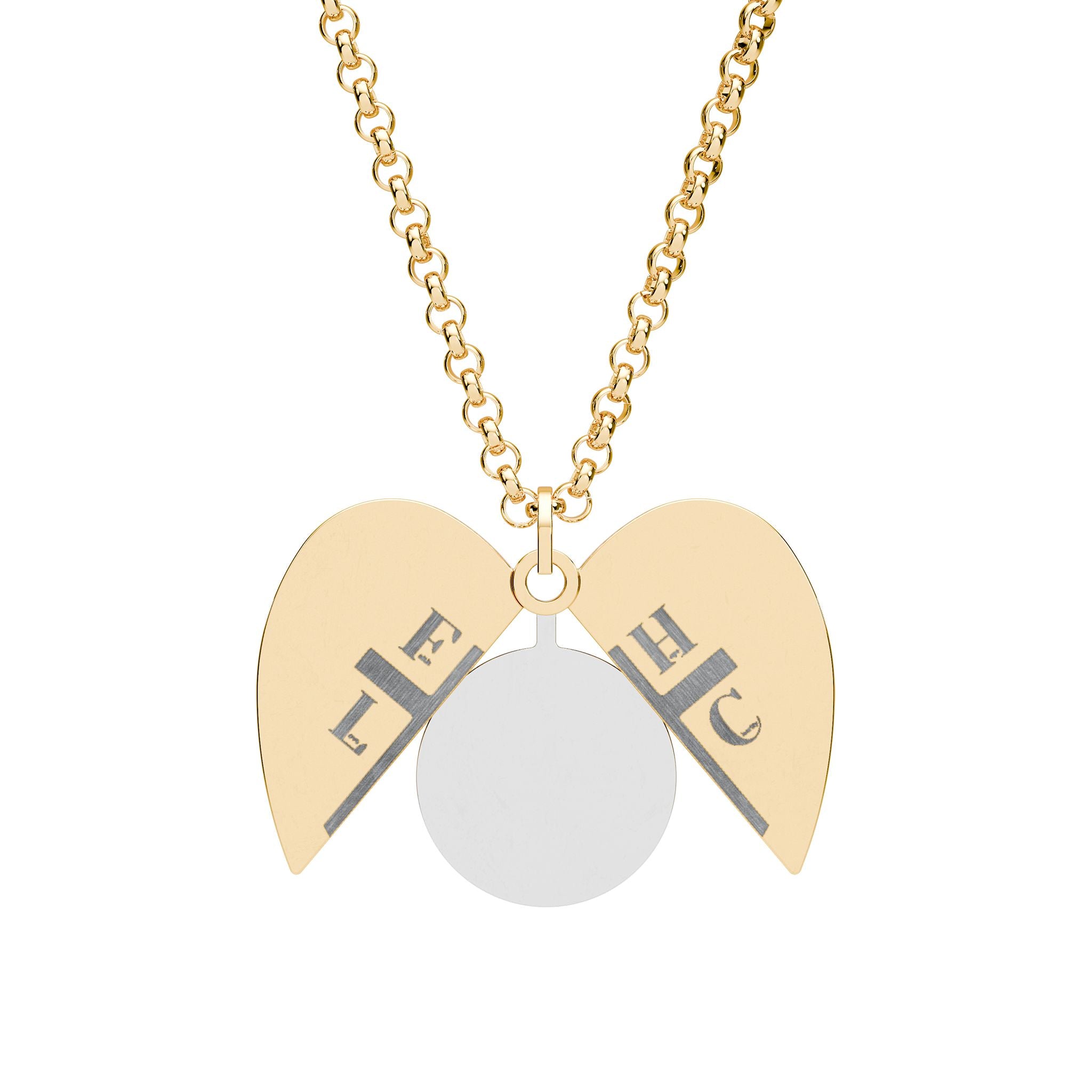 Hidden Message Engraved Heart Necklace — Secret Split Locket with Cross & Initials