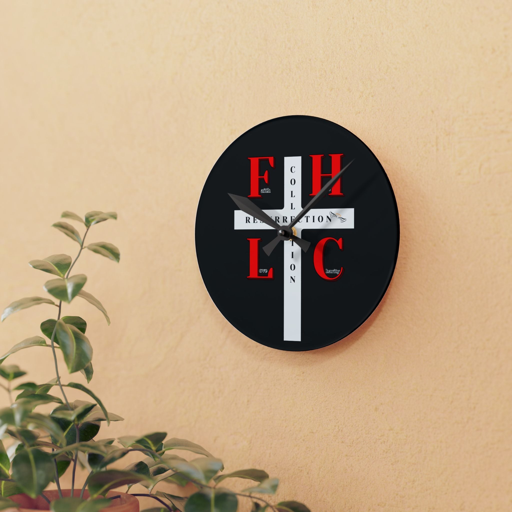 Resurrection Collection Cross Acrylic Wall Clock — Faith-Inspired Home Décor