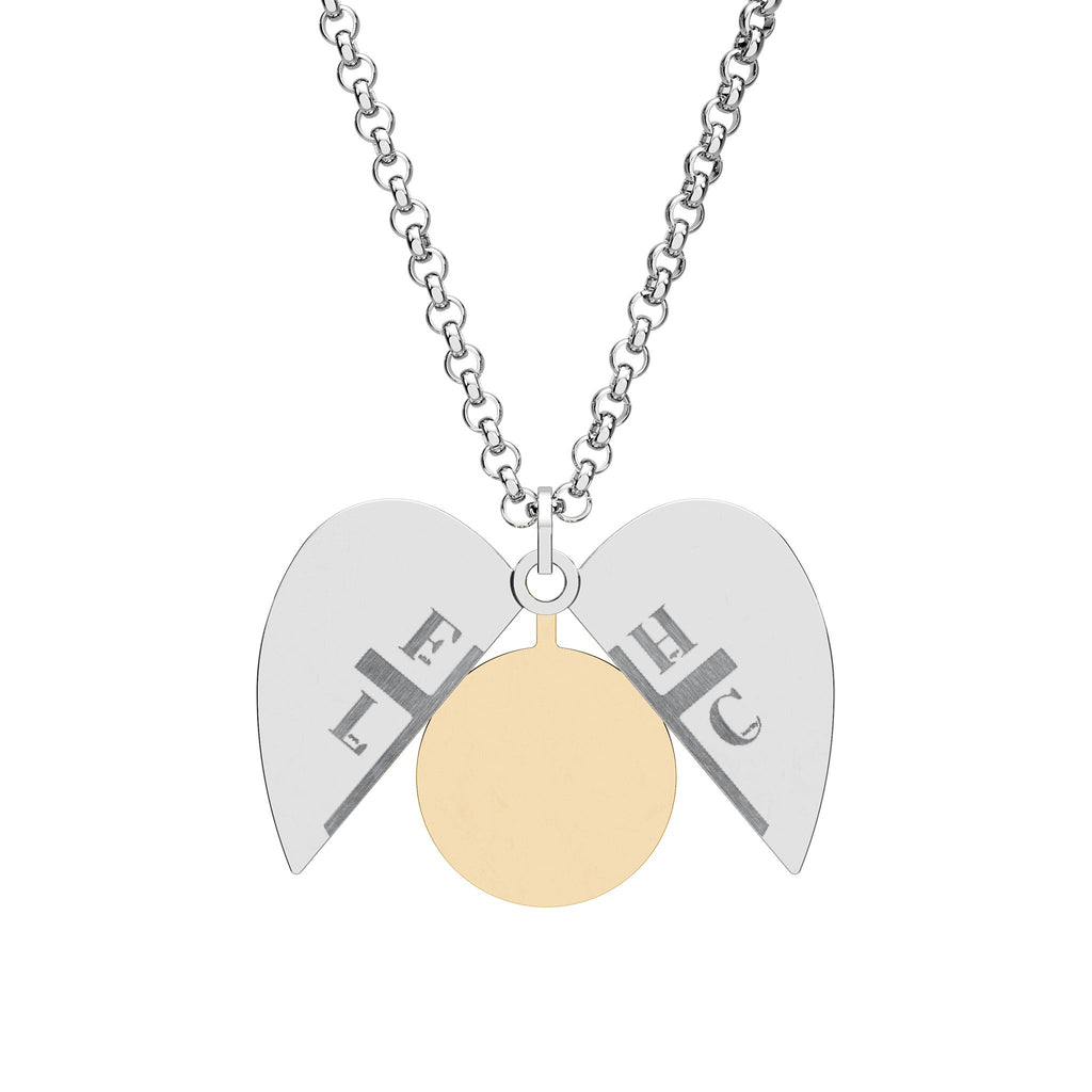 Hidden Message Engraved Heart Necklace — Secret Split Locket with Cross & Initials