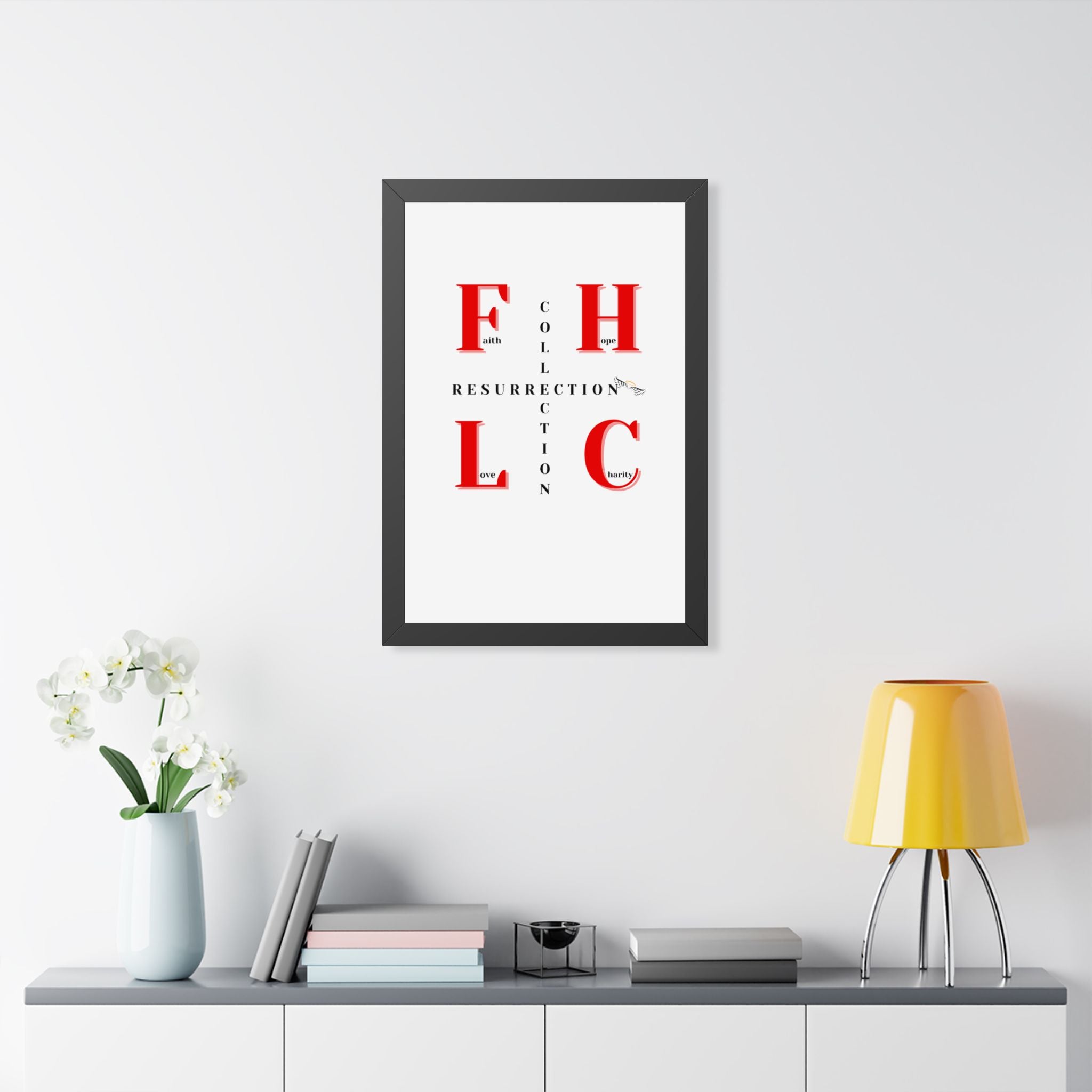 Resurrection Collection Framed Poster — Faith Hope Love Charity Vertical Art