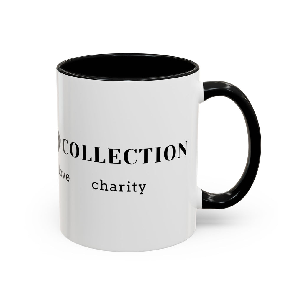 Faith Collection Accent Coffee Mug — Hope, Love, Charity Black-Trim Ceramic Mug