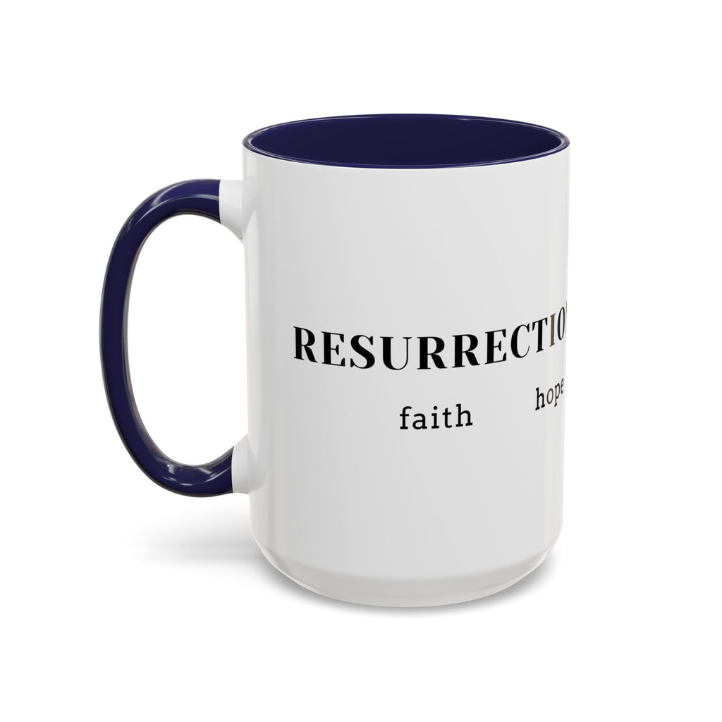 Faith Collection Accent Coffee Mug — Hope, Love, Charity Black-Trim Ceramic Mug