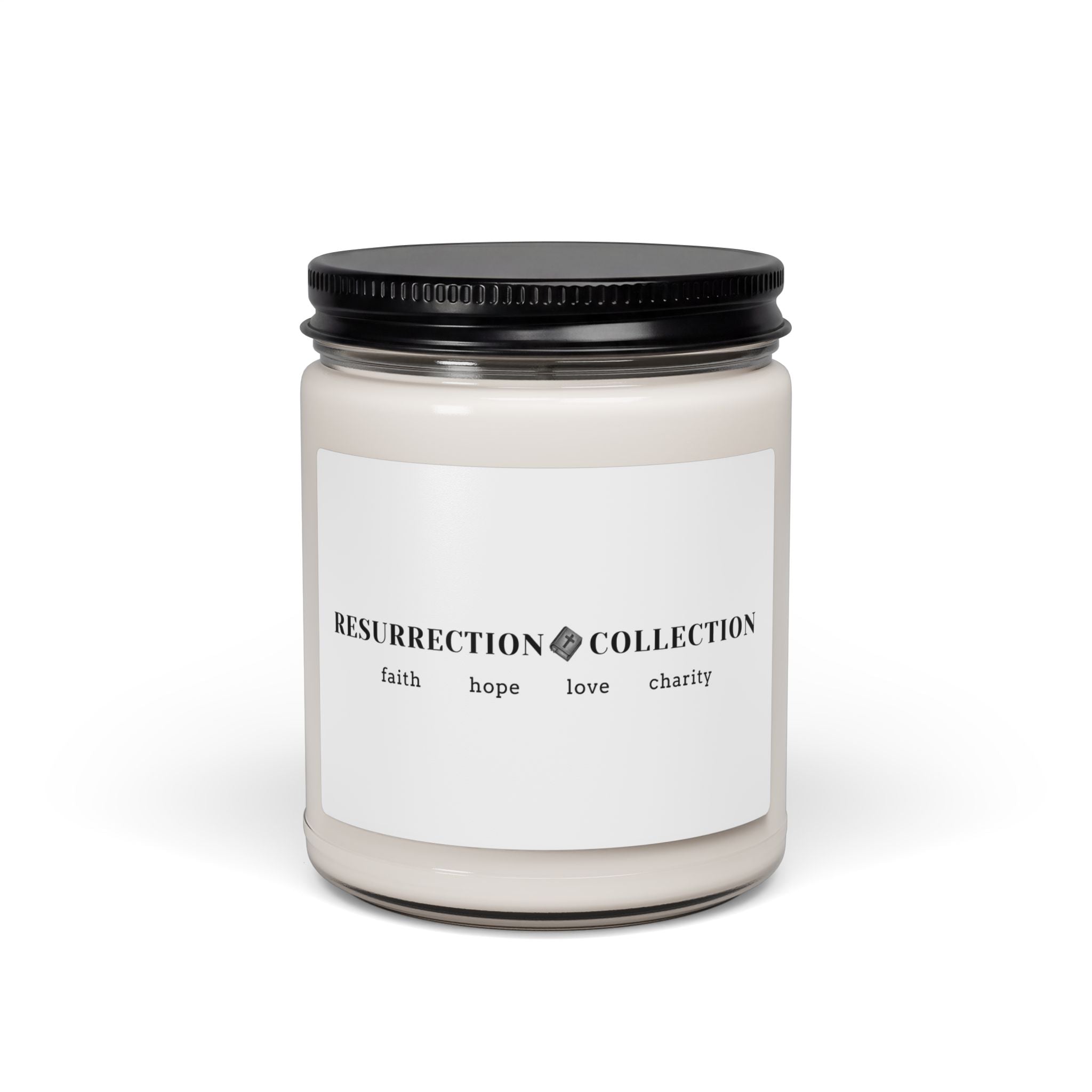 Resurrection Collection Soy Candle – 9oz Scented Jar (Faith • Hope • Love • Charity)
