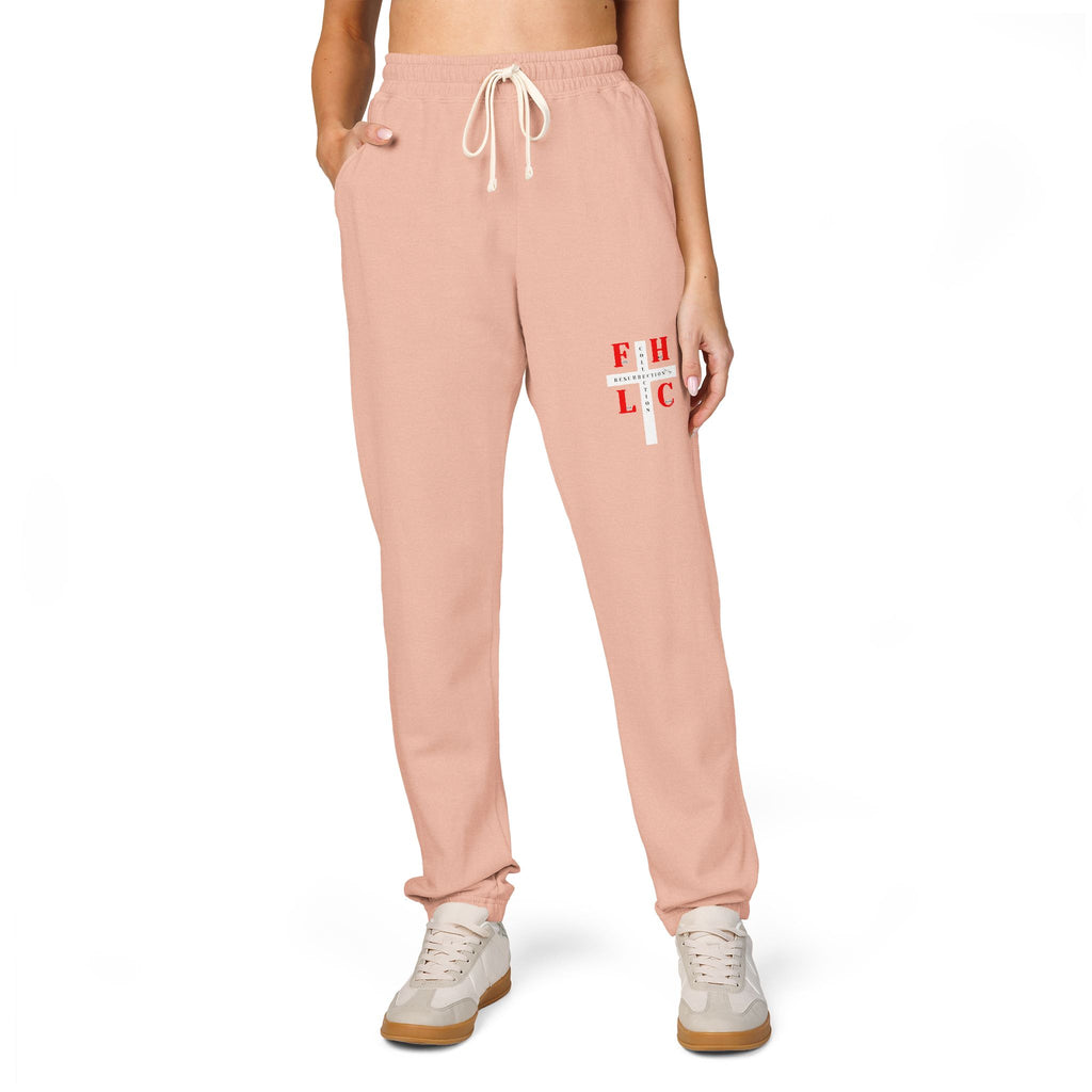 Cross & Roses Sweatpants — Religious Graphic Fleece Joggers