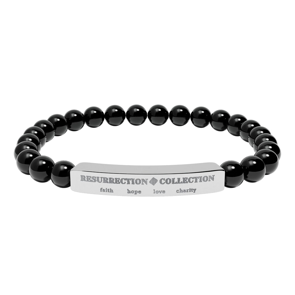Natural Stone Stretch Bar Bracelet (Engraving)