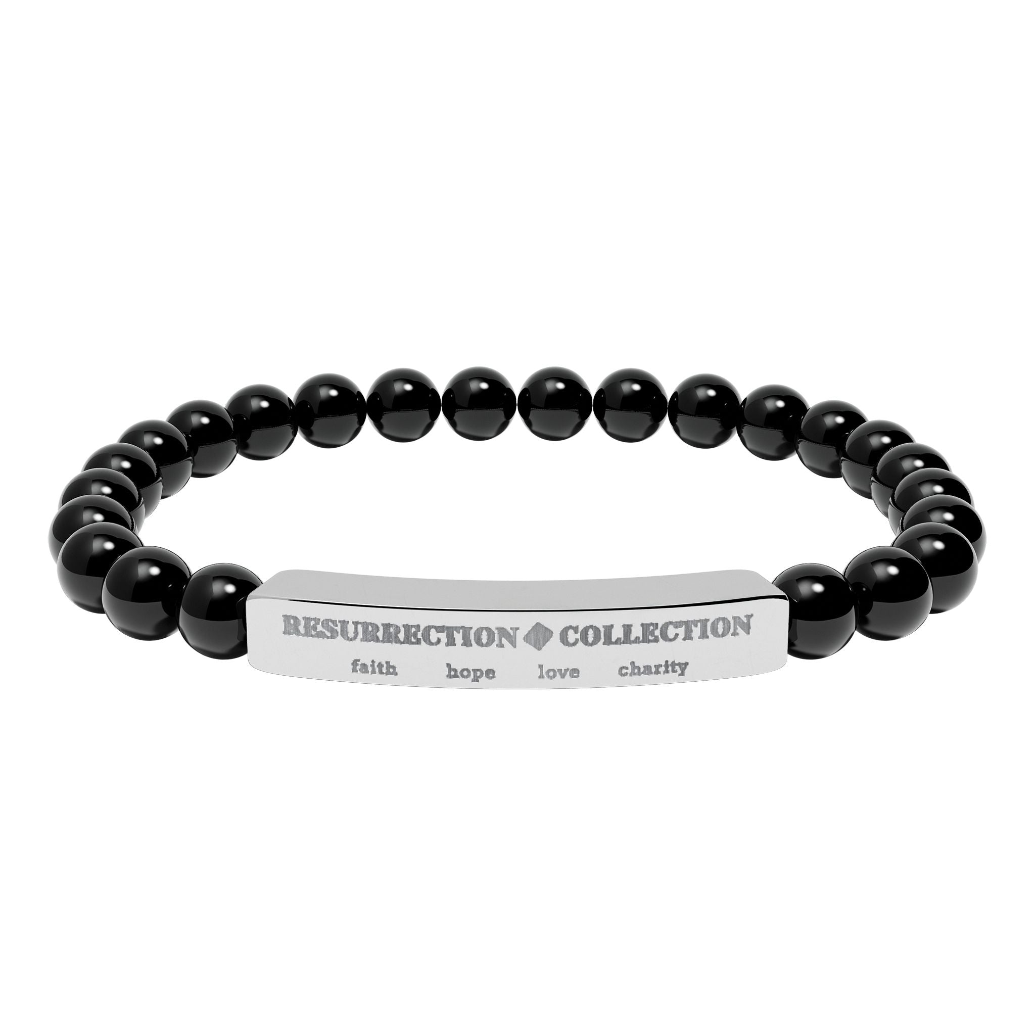 Natural Stone Stretch Bar Bracelet (Engraving)