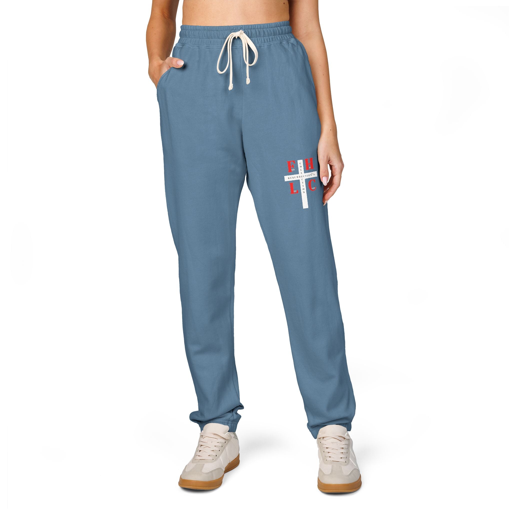 Cross & Roses Sweatpants — Religious Graphic Fleece Joggers