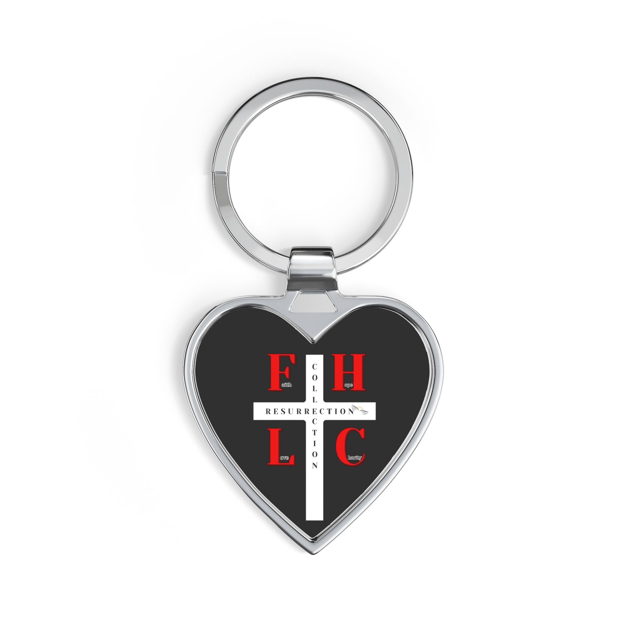 Resurrection Cross Heart Keychain — Christian Faith Gift