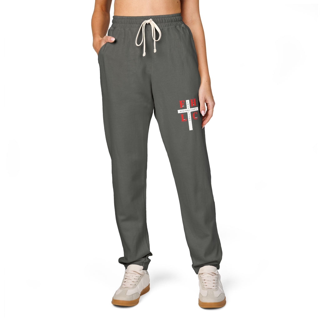 Cross & Roses Sweatpants — Religious Graphic Fleece Joggers