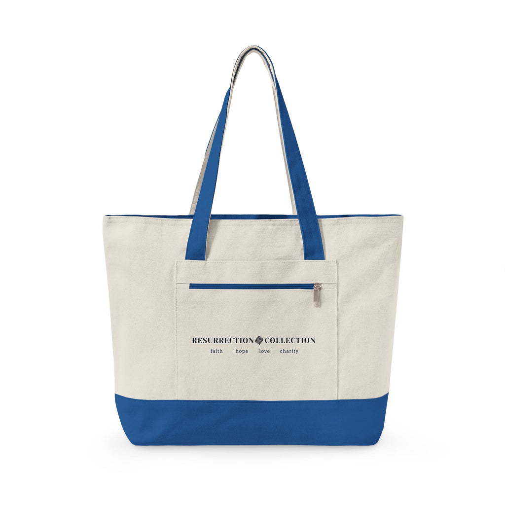 Canvas Zipper Tote Bag — Everyday Market Tote with Front Zip Pocket