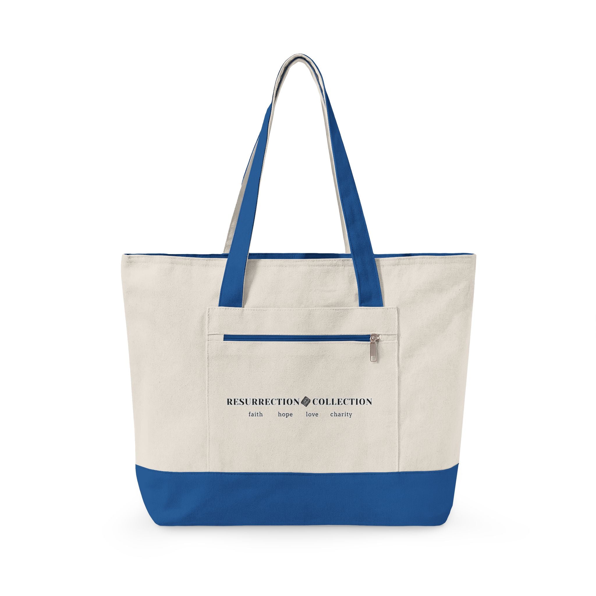 Canvas Zipper Tote Bag — Everyday Market Tote with Front Zip Pocket