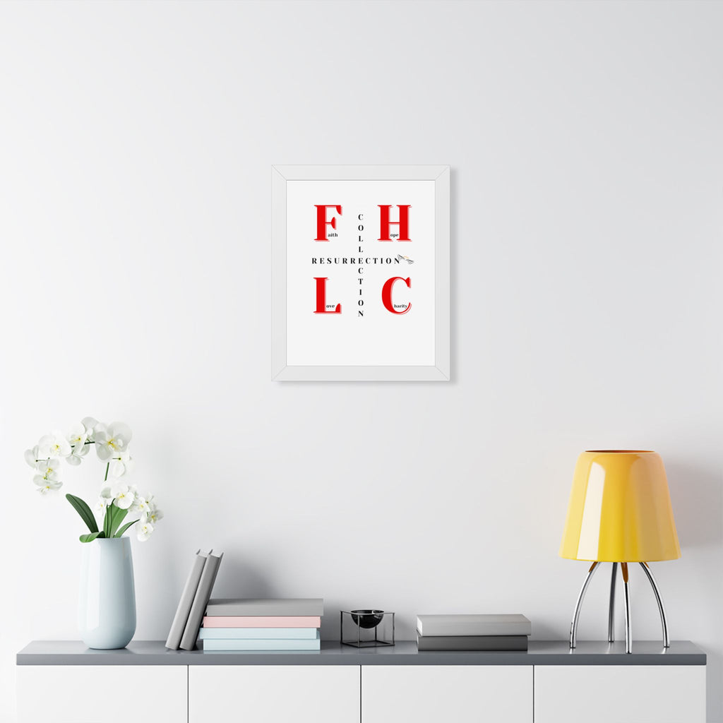 Resurrection Collection Framed Poster — Faith Hope Love Charity Vertical Art