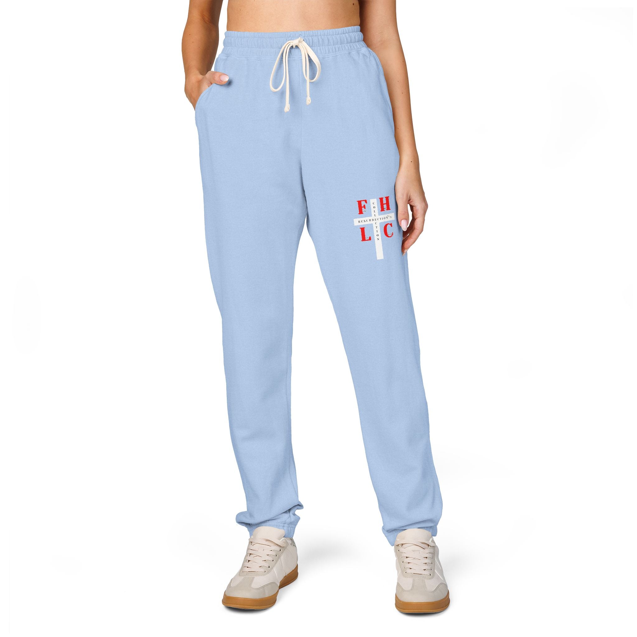 Cross & Roses Sweatpants — Religious Graphic Fleece Joggers