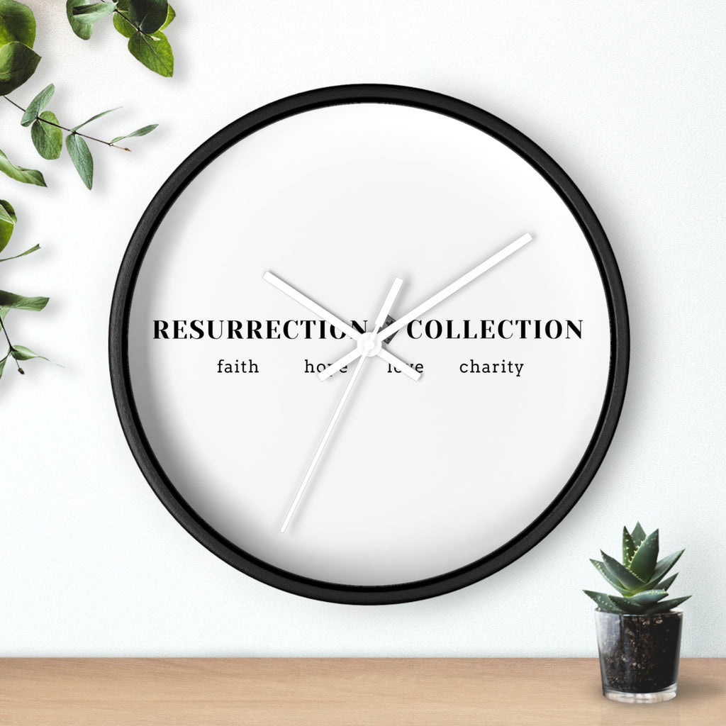 Resurrection Collection Wall Clock — Faith Hope Love Charity Minimalist Decor